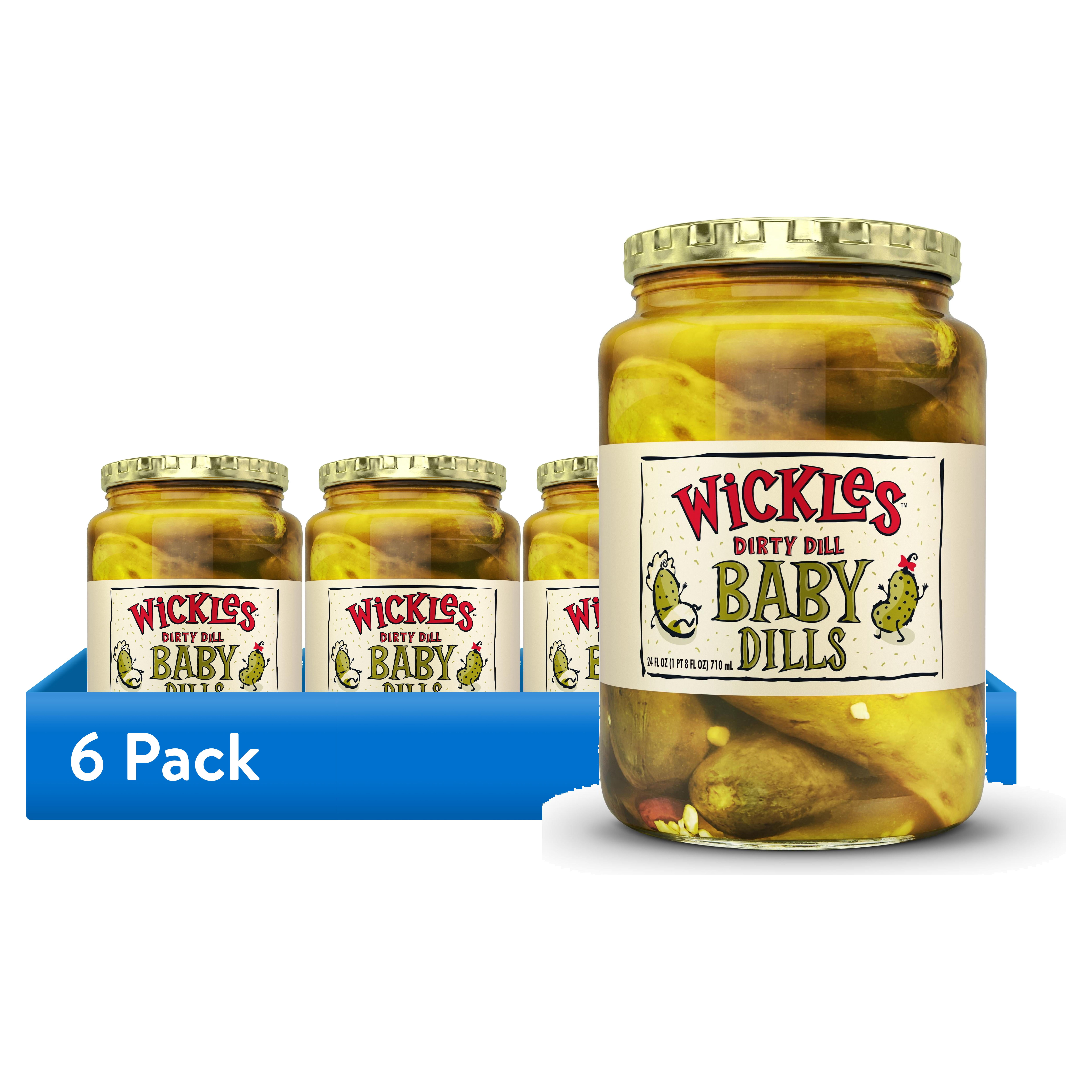 (6 pack) Wickles Dirty Dill Baby Dill Pickles, 24 fl oz Jar