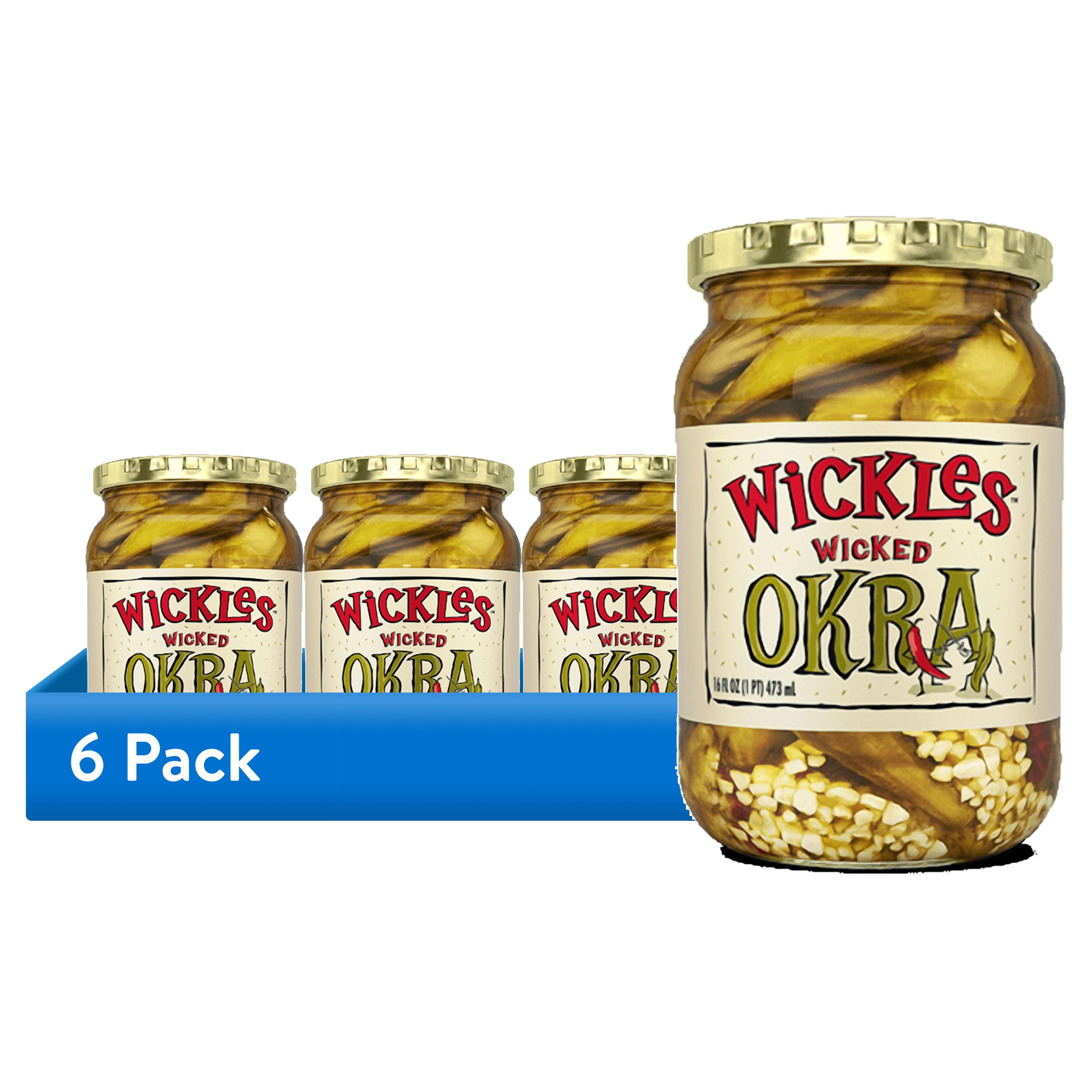 (6 pack) Wickles Wicked Pickled Okra, 16 fl oz Jar