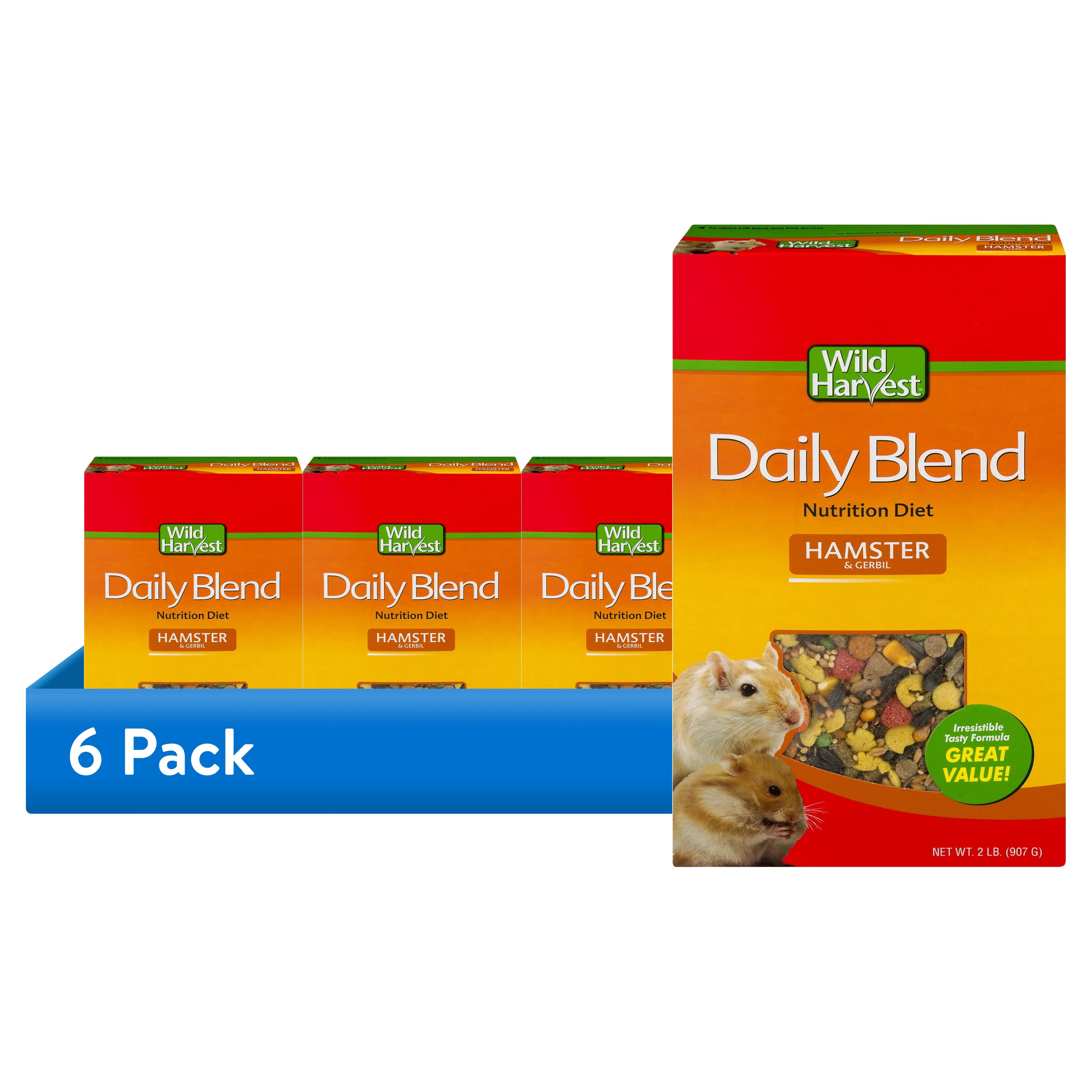 (6 pack) Wild Harvest Daily Blend Nutrition Diet for Hamsters and Gerbils, 32 oz
