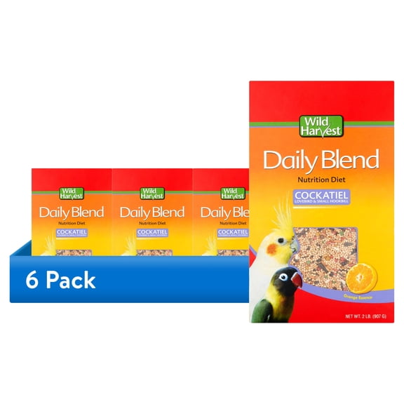 (6 pack) Wild Harvest Daily Blend for Cockatiels, Hookbills and Lovebirds, 2 lb