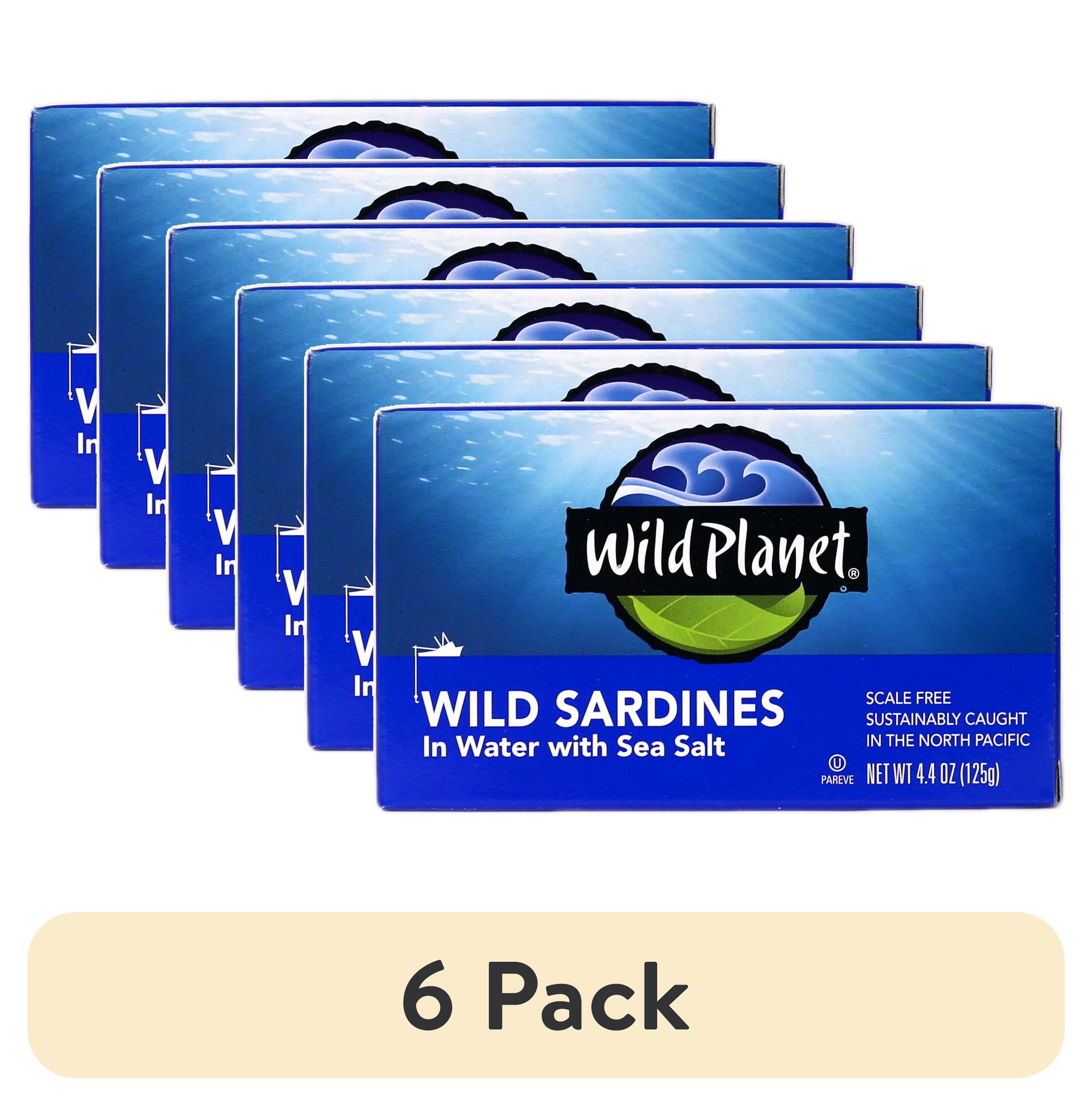 (6 pack) Wild Planet Wild Caught Sardines in Sea Salt Water, 4.4 oz Can