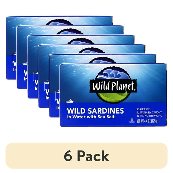 (6 pack) Wild Planet Wild Sardines in Sea Salt Water , 4.4 oz Can
