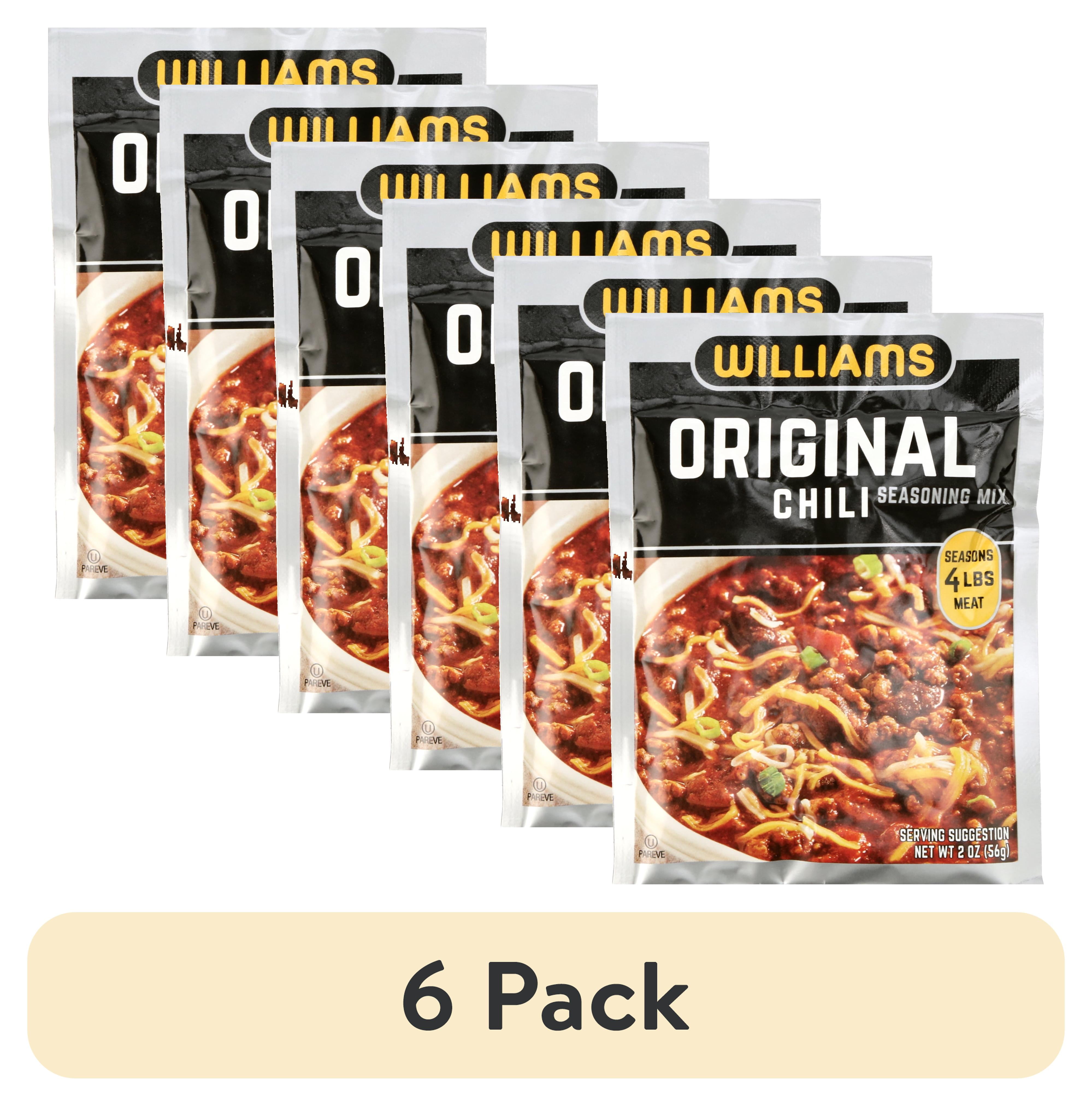 (6 pack) Williams Original Chili Seasoning - 2 oz. Packet - Walmart.com