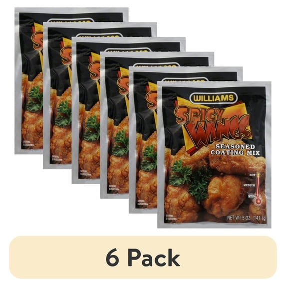 (6 pack) Williams Spicy Wings Seasoned Coating Mix, 5 oz