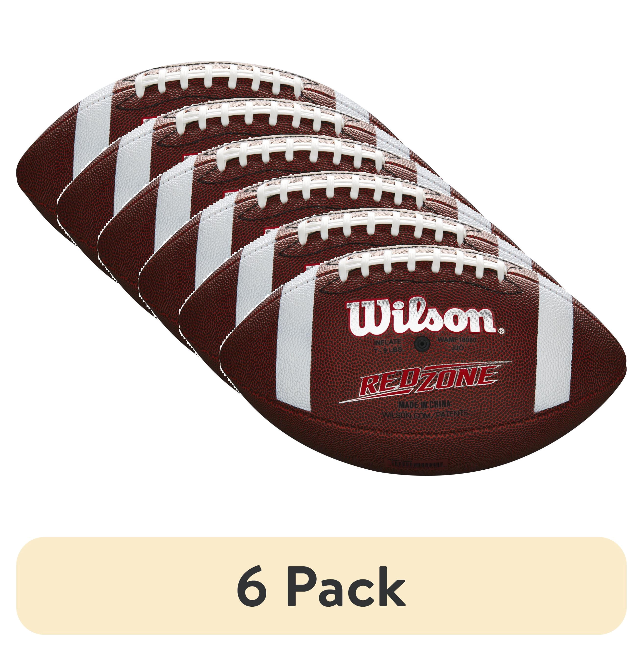 (6 pack) Wilson NCAA Red Zone Composite Football - Brown, Junior Size (Ages 9-12)