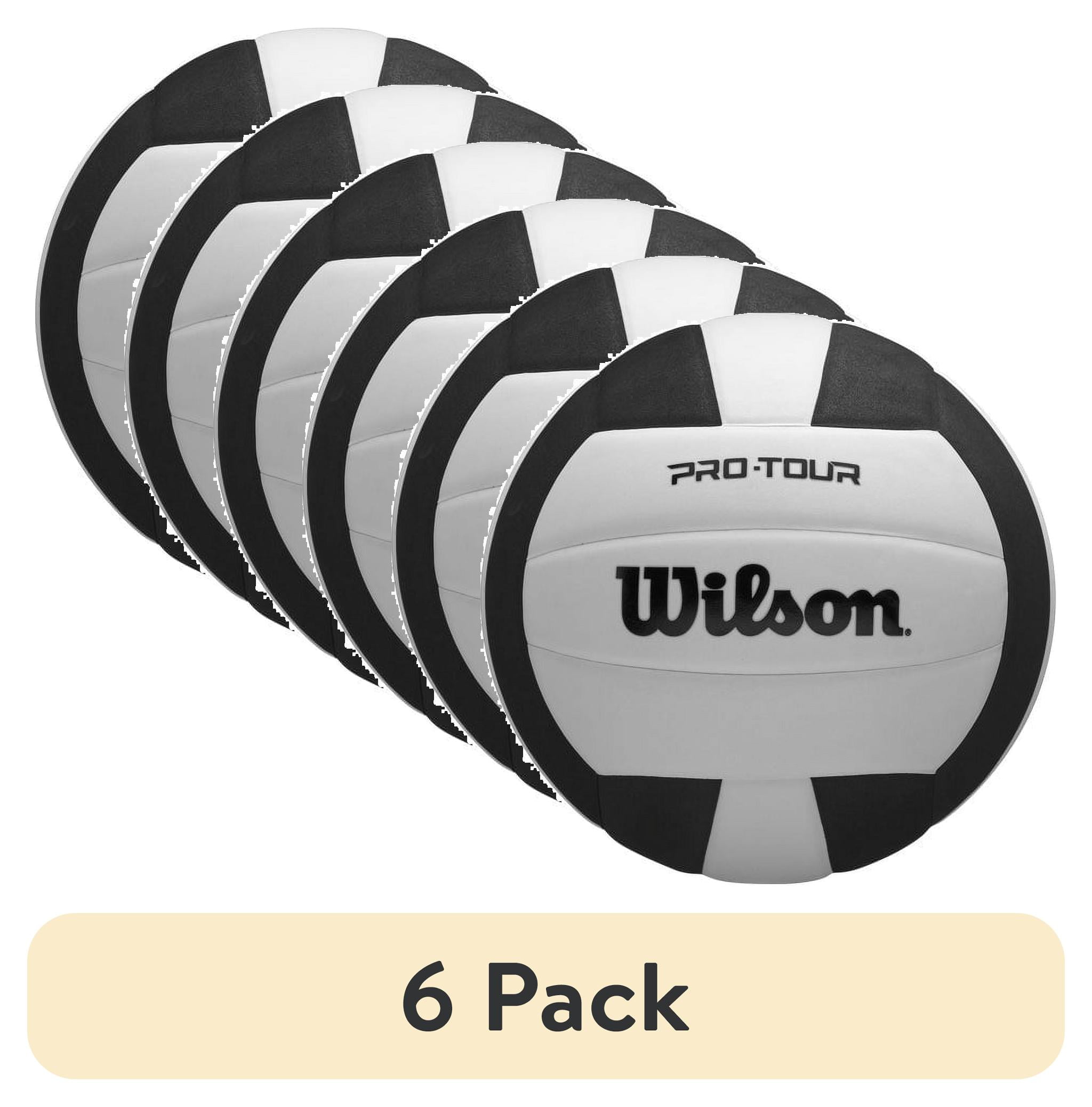 6 pack) Wilson Pro Tour Indoor Volleyball - Black/White, Official