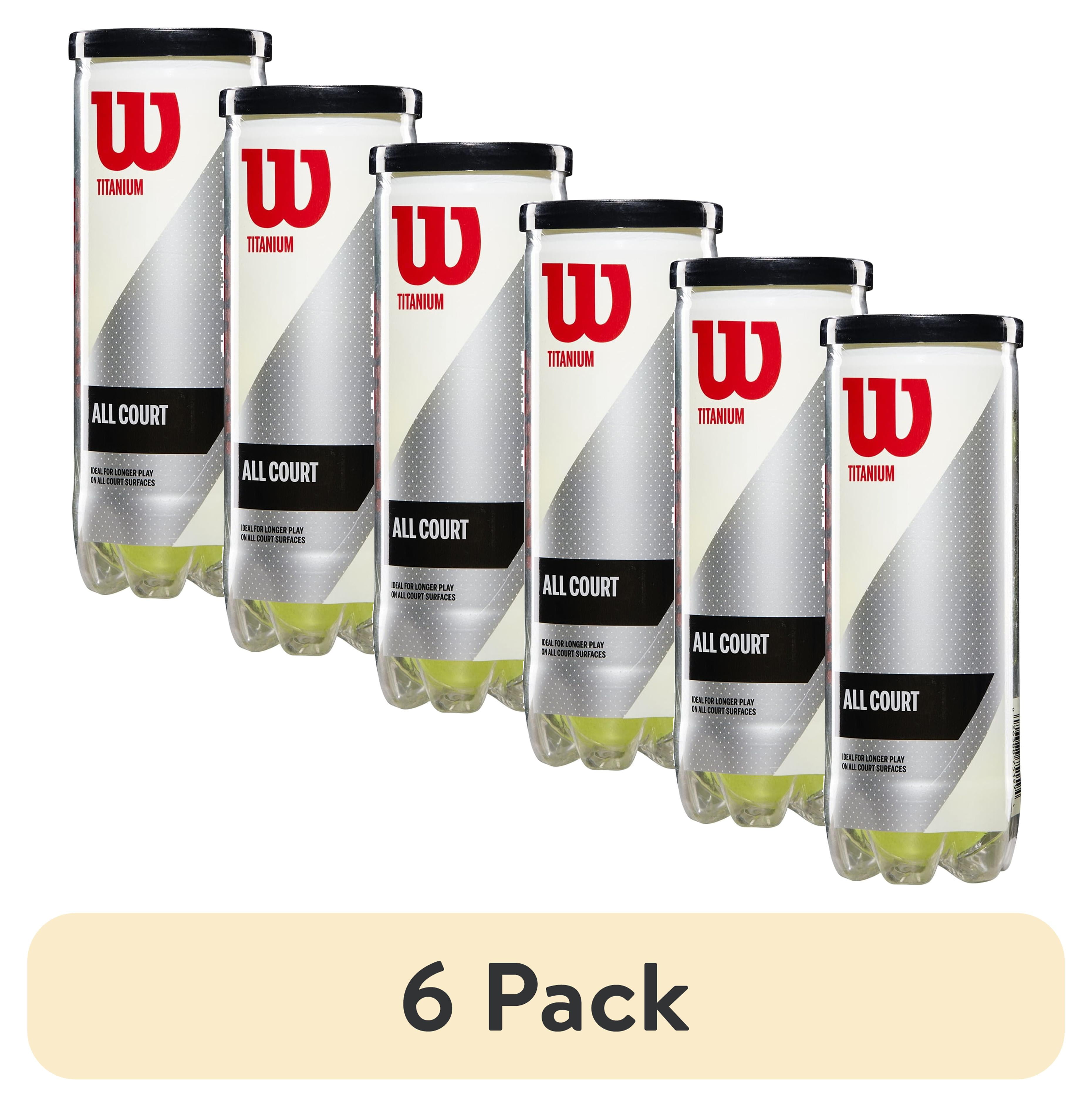 6 pack) Wilson Titanium All Court Tennis Balls, 3 Ball Can