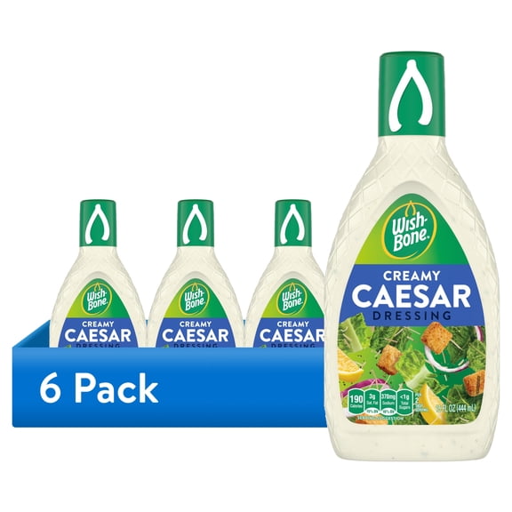(6 pack) Wish-Bone Creamy Caesar Salad Dressing, 15 fl oz