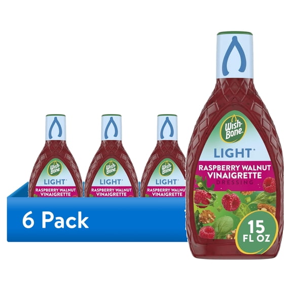 (6 pack) Wish-Bone Light Raspberry Walnut Vinaigrette Salad Dressing, 15 fl oz