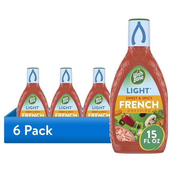 (6 pack) Wish-Bone Light Sweet & Spicy French Salad Dressing, 15 fl oz