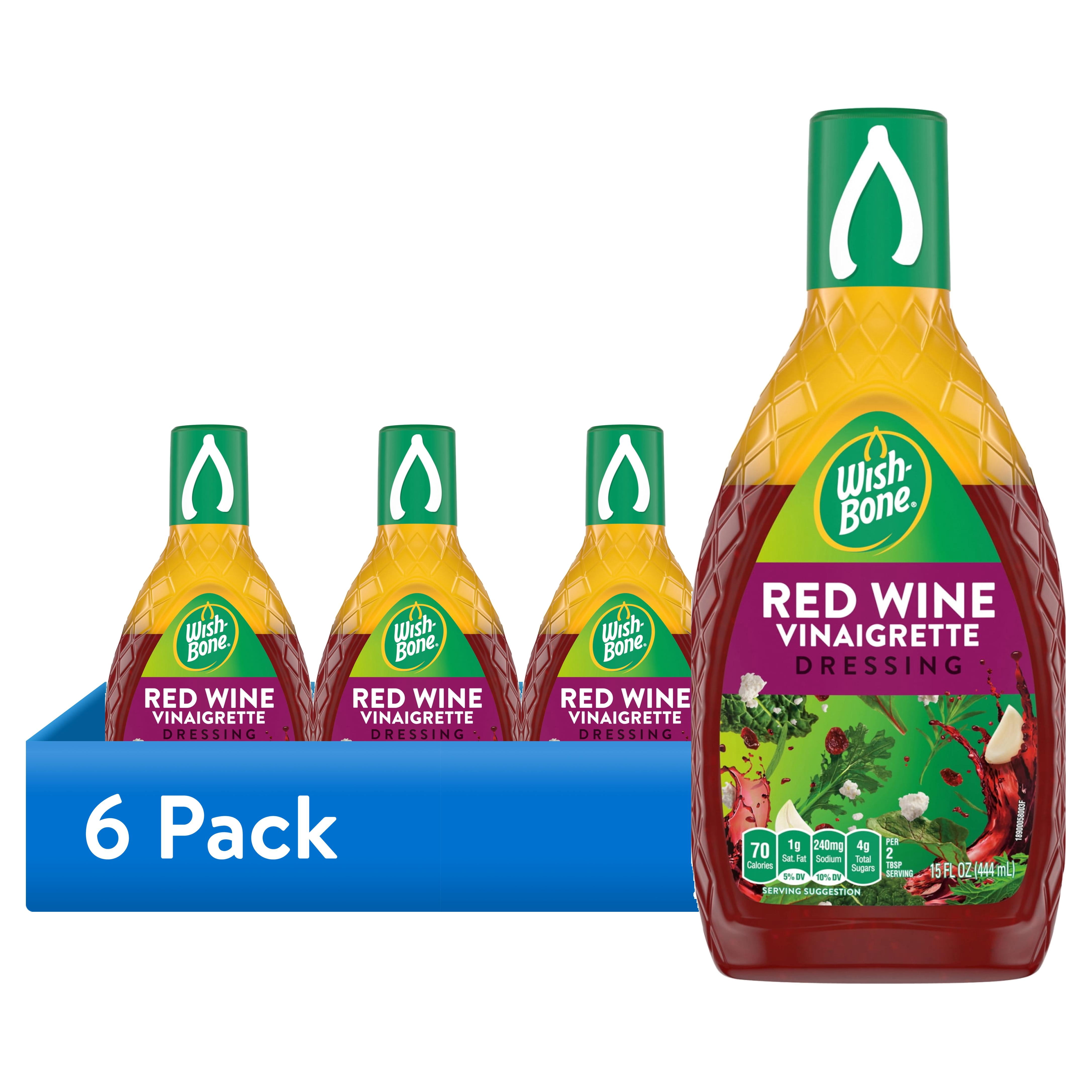 (6 pack) Wish-Bone Red Wine Vinaigrette Salad Dressing, 15 fl oz