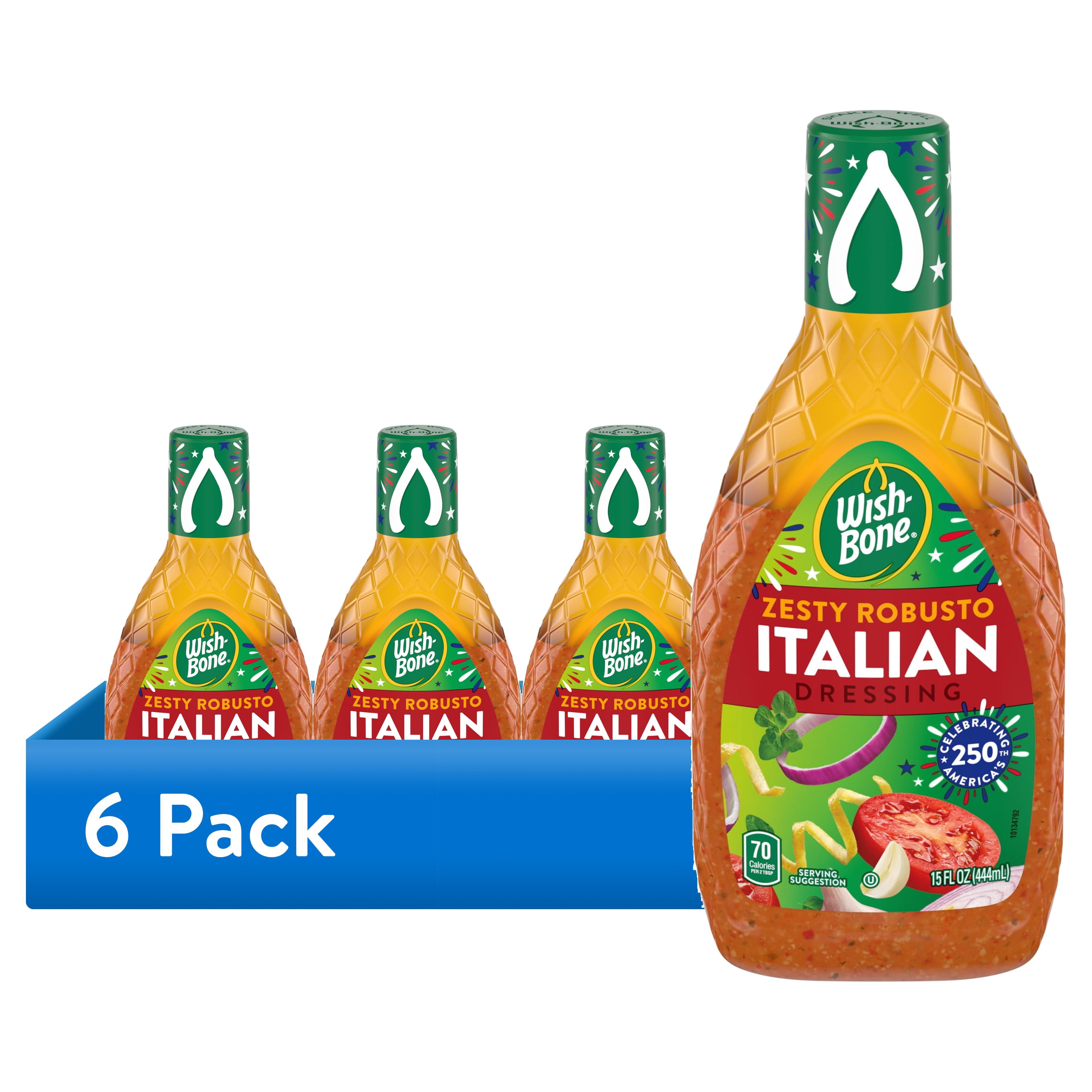 (6 pack) Wish-Bone Zesty Robusto Italian Salad Dressing, 15 fl oz