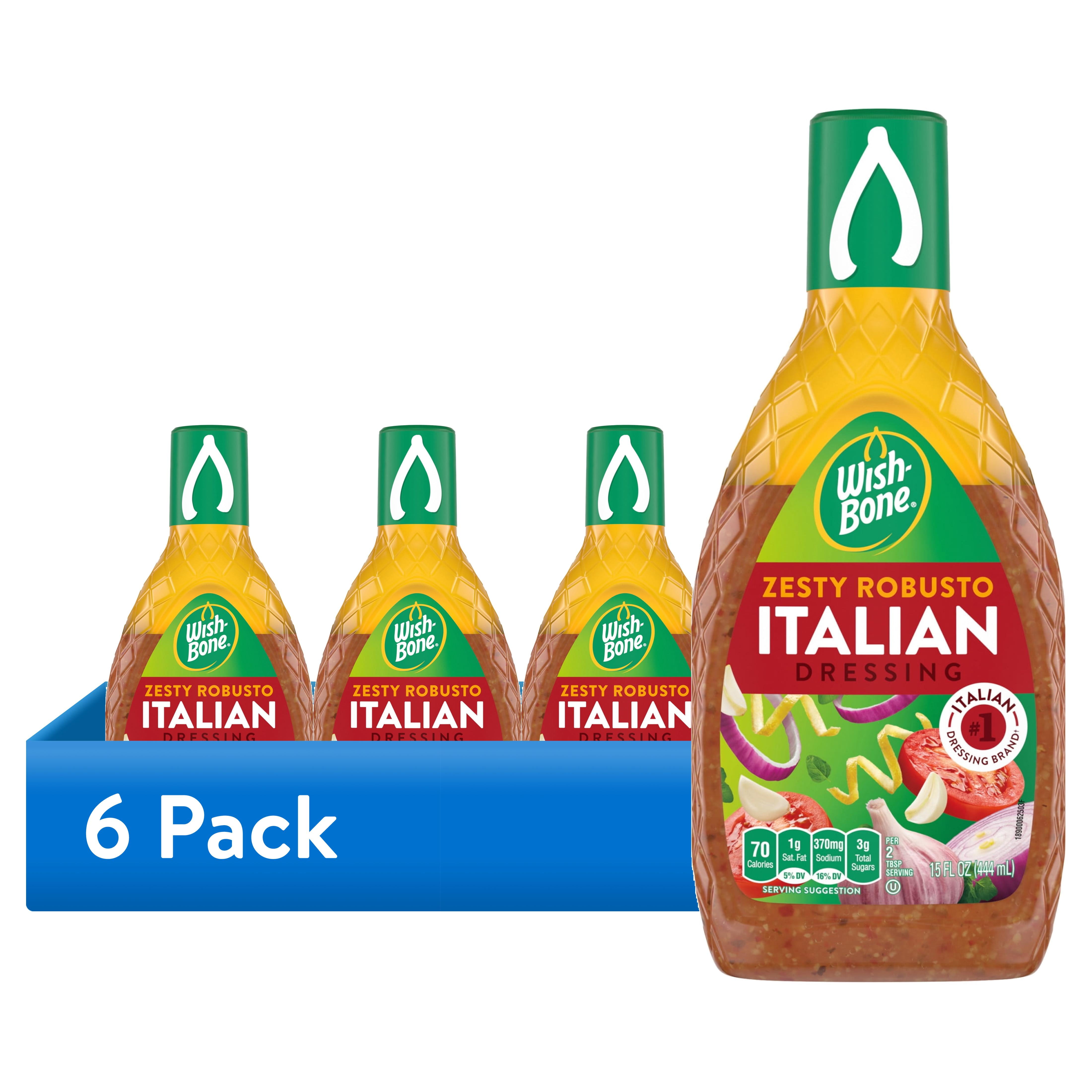 (6 pack) Wish-Bone Zesty Robusto Italian Salad Dressing, 15 fl oz