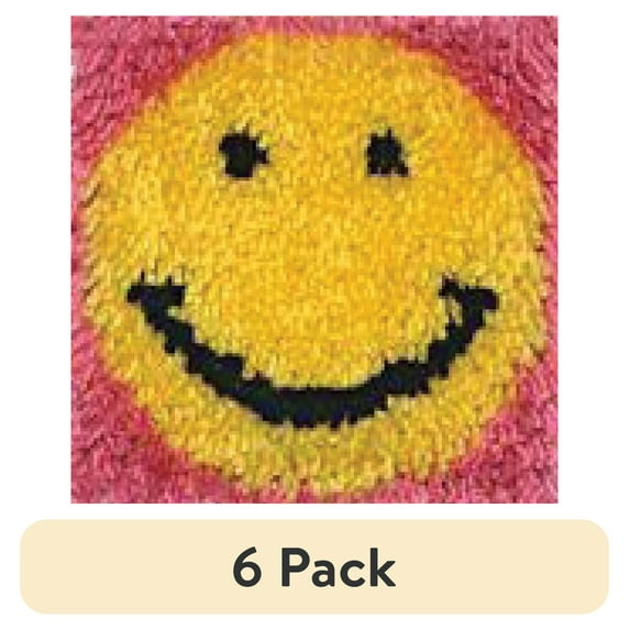 (6 pack) Wonderart 1 Piece Latch Hook Kit with Pre-Cut Rug Yarn and Instructions, Smile