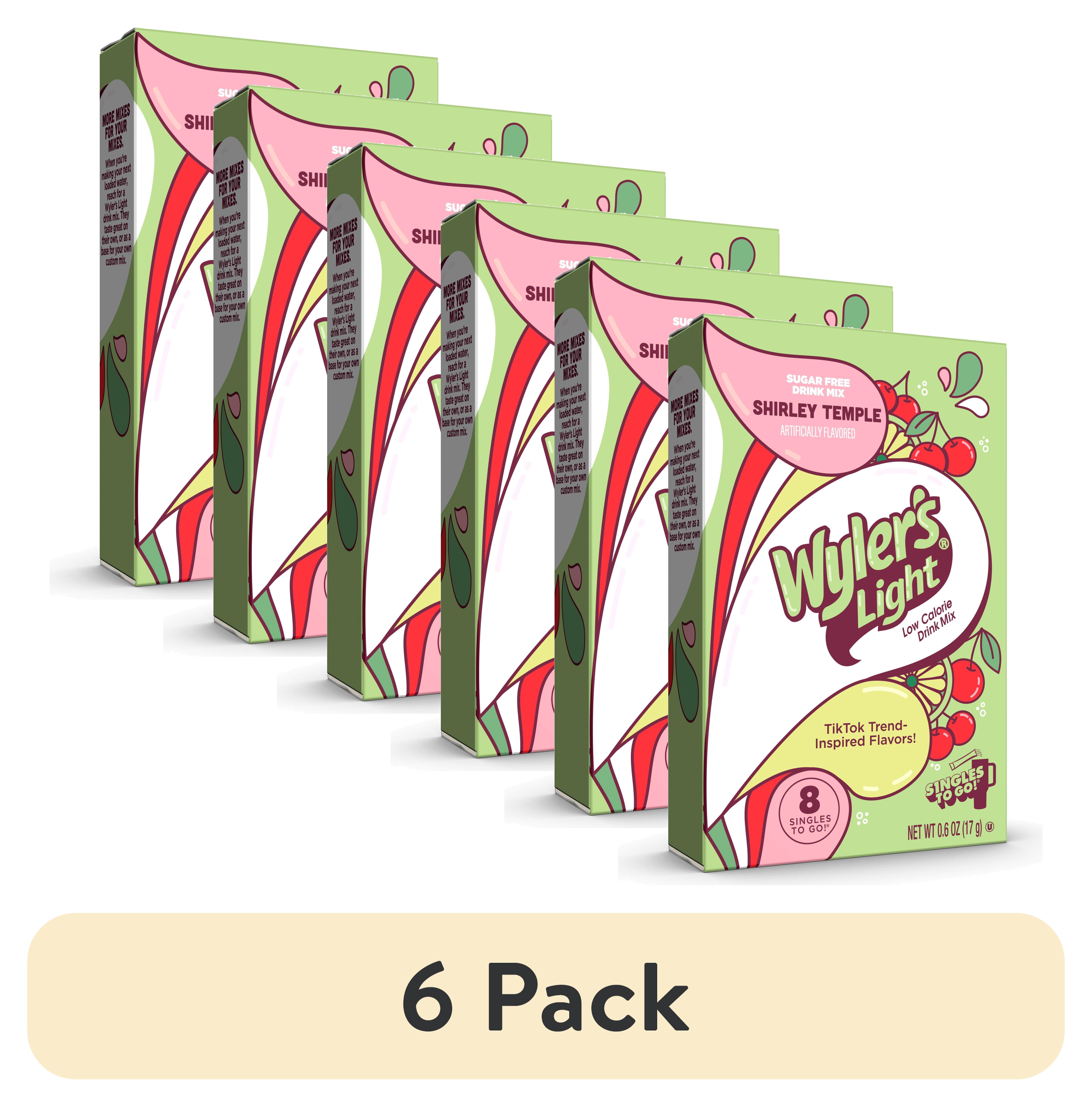 (6 pack) Wyler's Light Watertok Shirley Temple, Singles to Go Powdered Drink Mix, 8 Count Packets