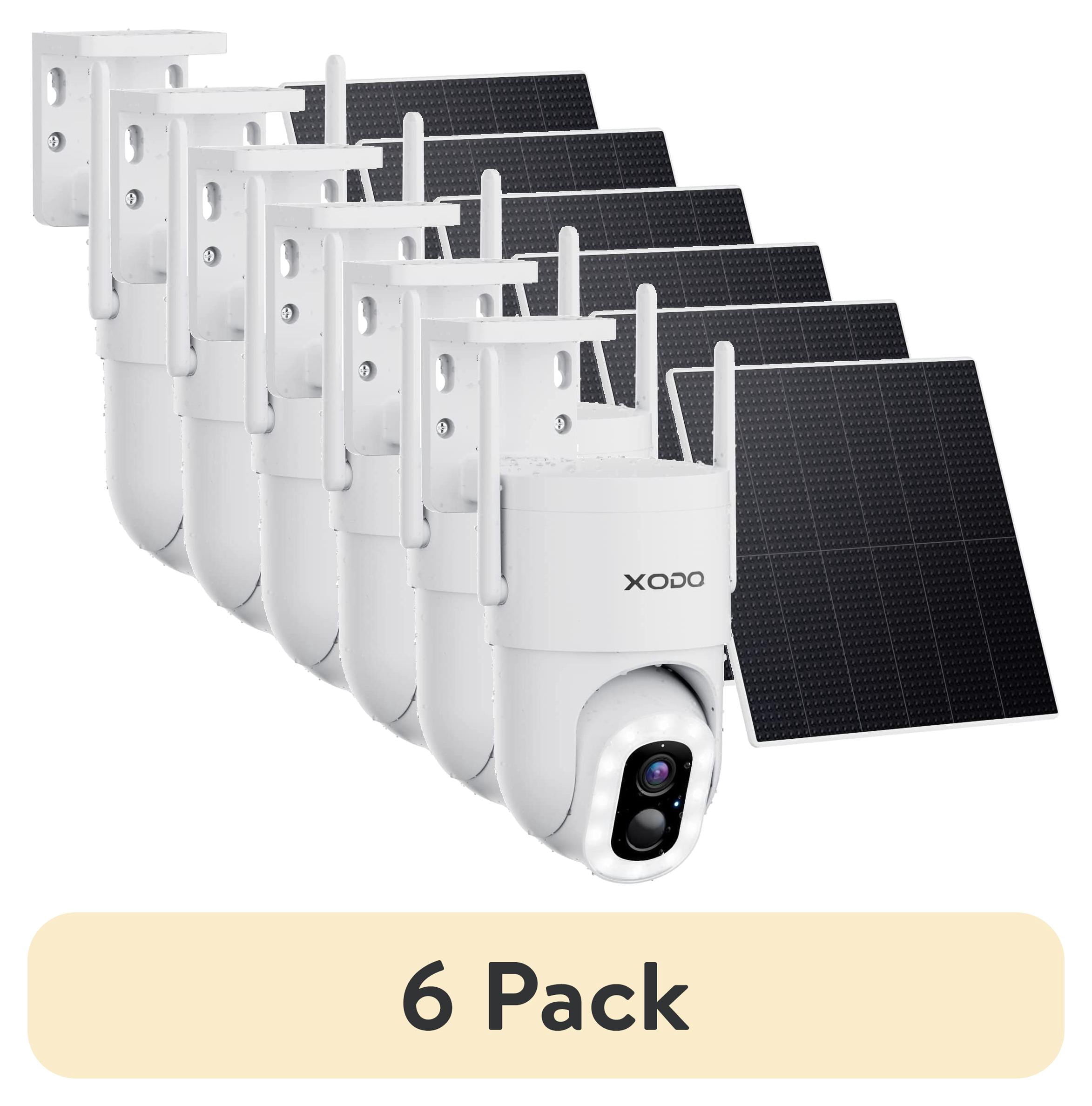 6 pack) XODO E15 Solar-Powered Outdoor Security Camera with Night