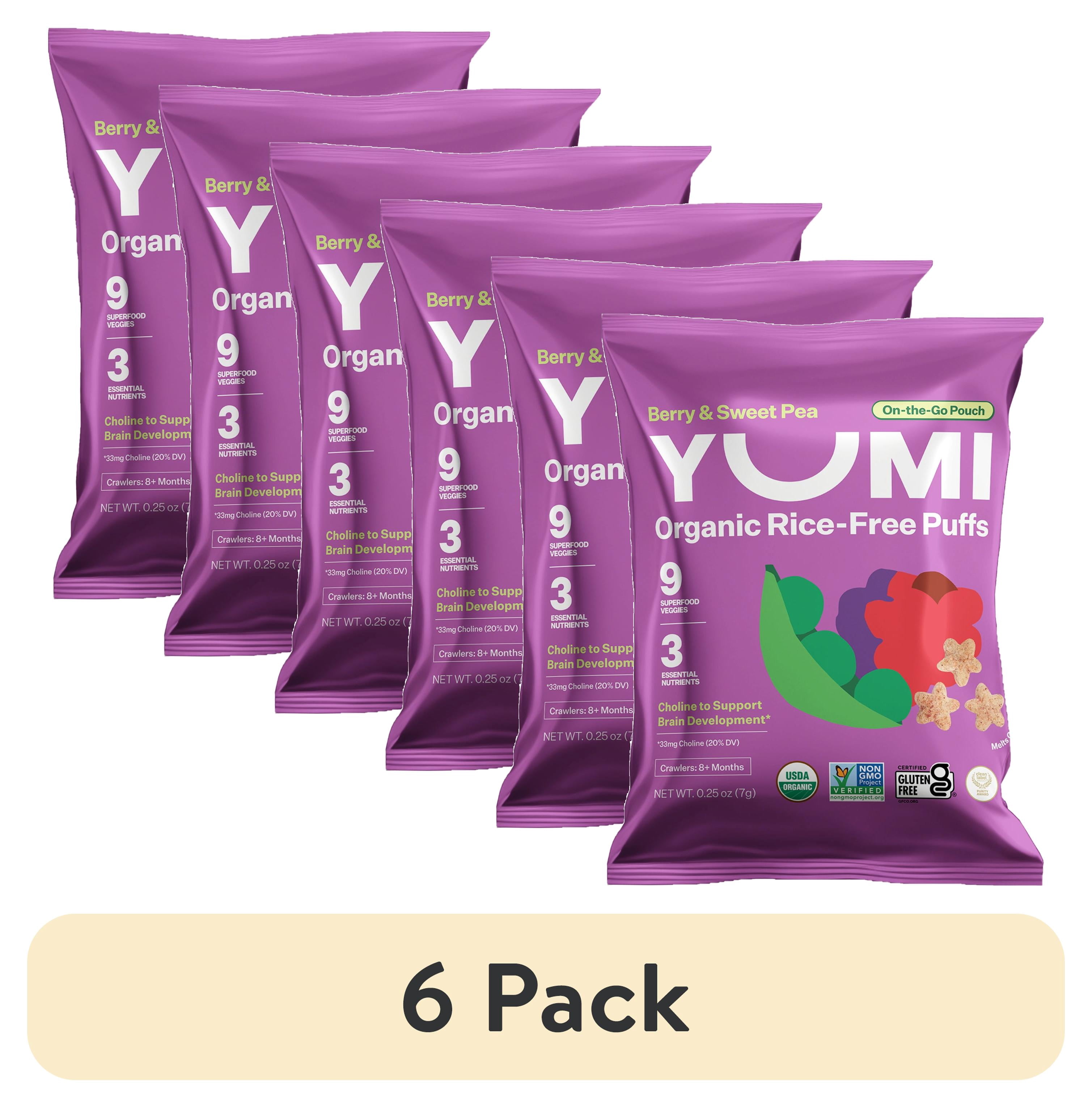 (6 pack) YUMI Organic Berry Sweet Pea Puffs Single Serve