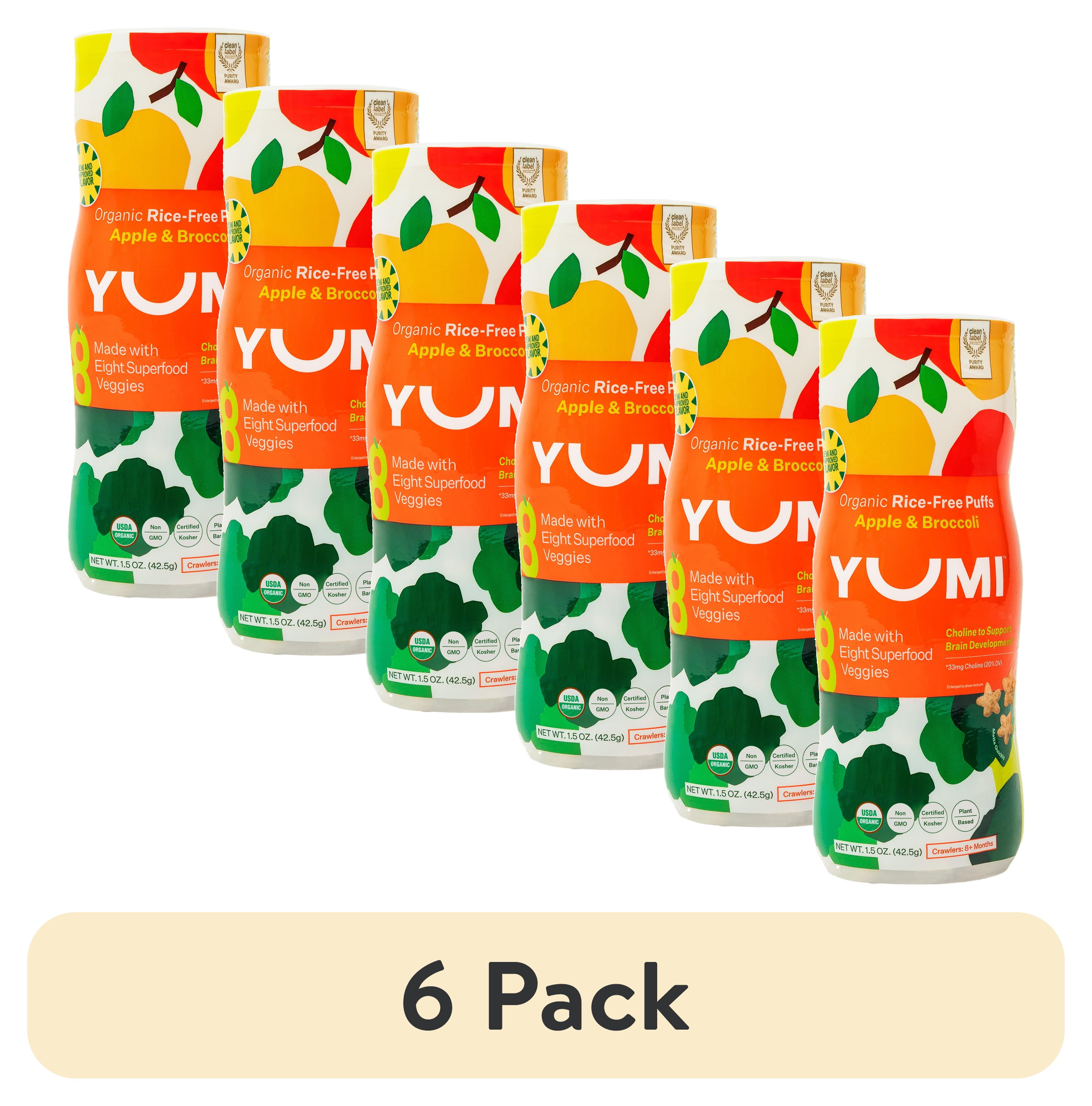 (6 pack) YUMI Organic Stage 3 Apple & Broccoli Puffs, 1.5 oz