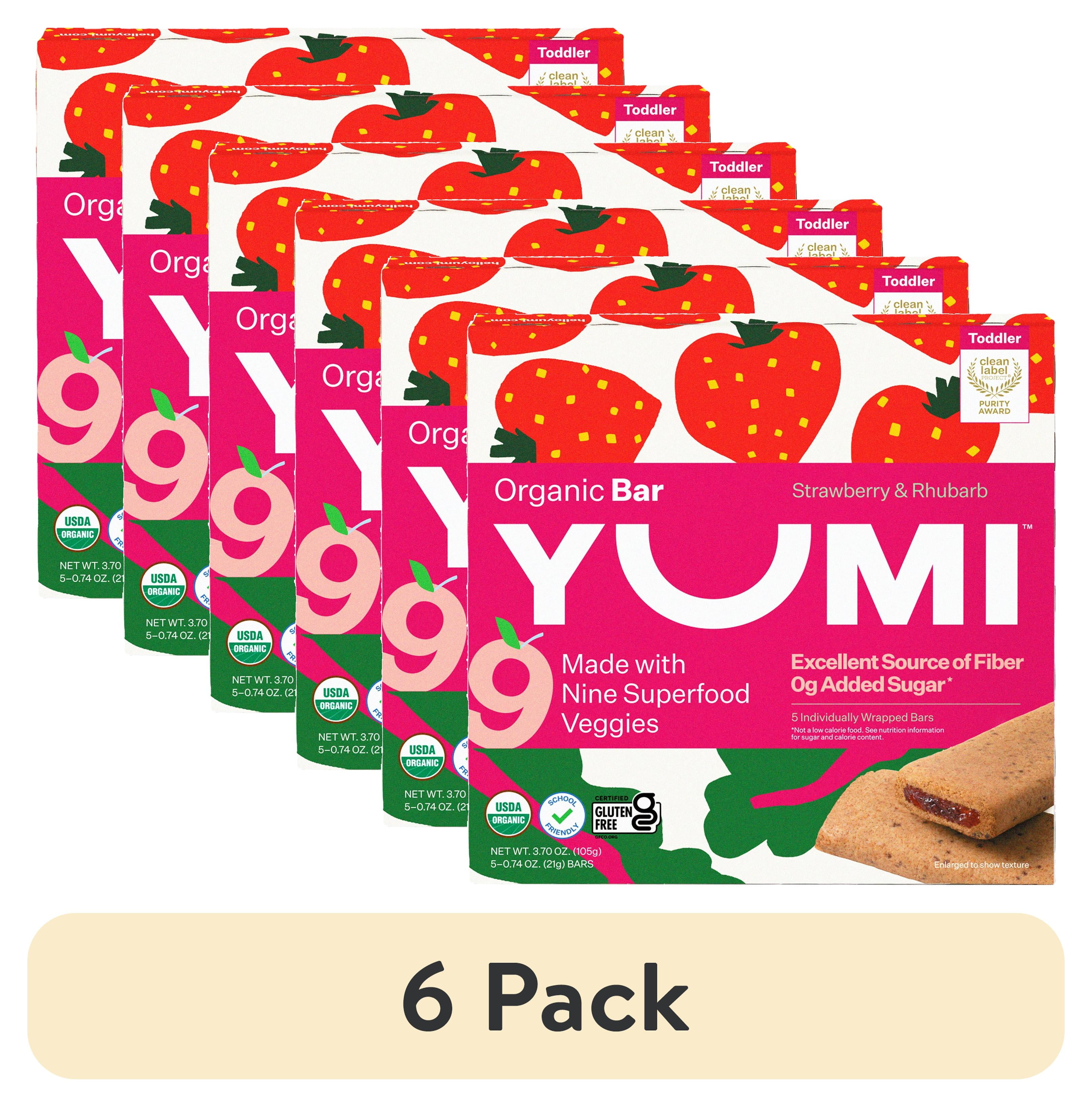 (6 pack) YUMI Organic Strawberry & Rhubarb Toddler Snack Bars - 5 Count, 3.7oz