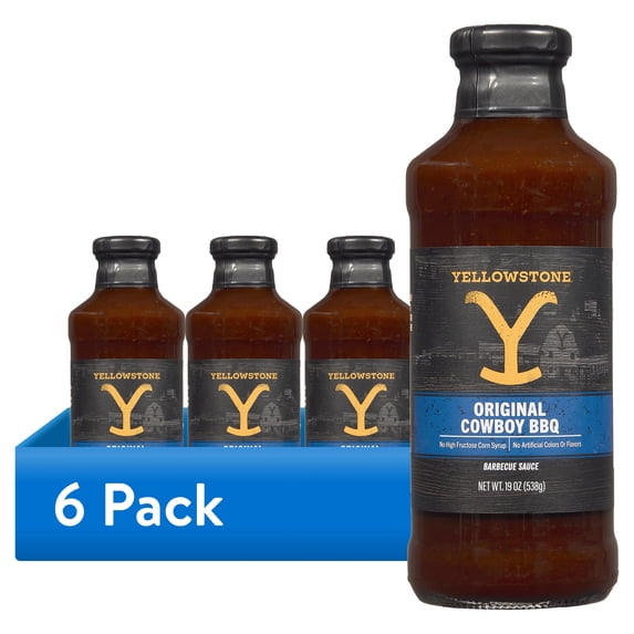 (6 pack) Yellowstone Cowboy Original BBQ Sauce, 19 oz