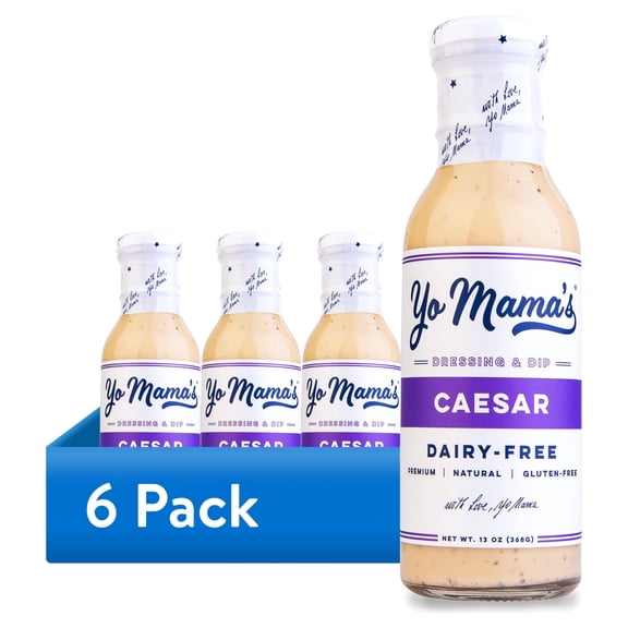 (6 pack) Yo Mama's Foods Gluten-Free Classic Caesar Salad Dressing, 13 oz