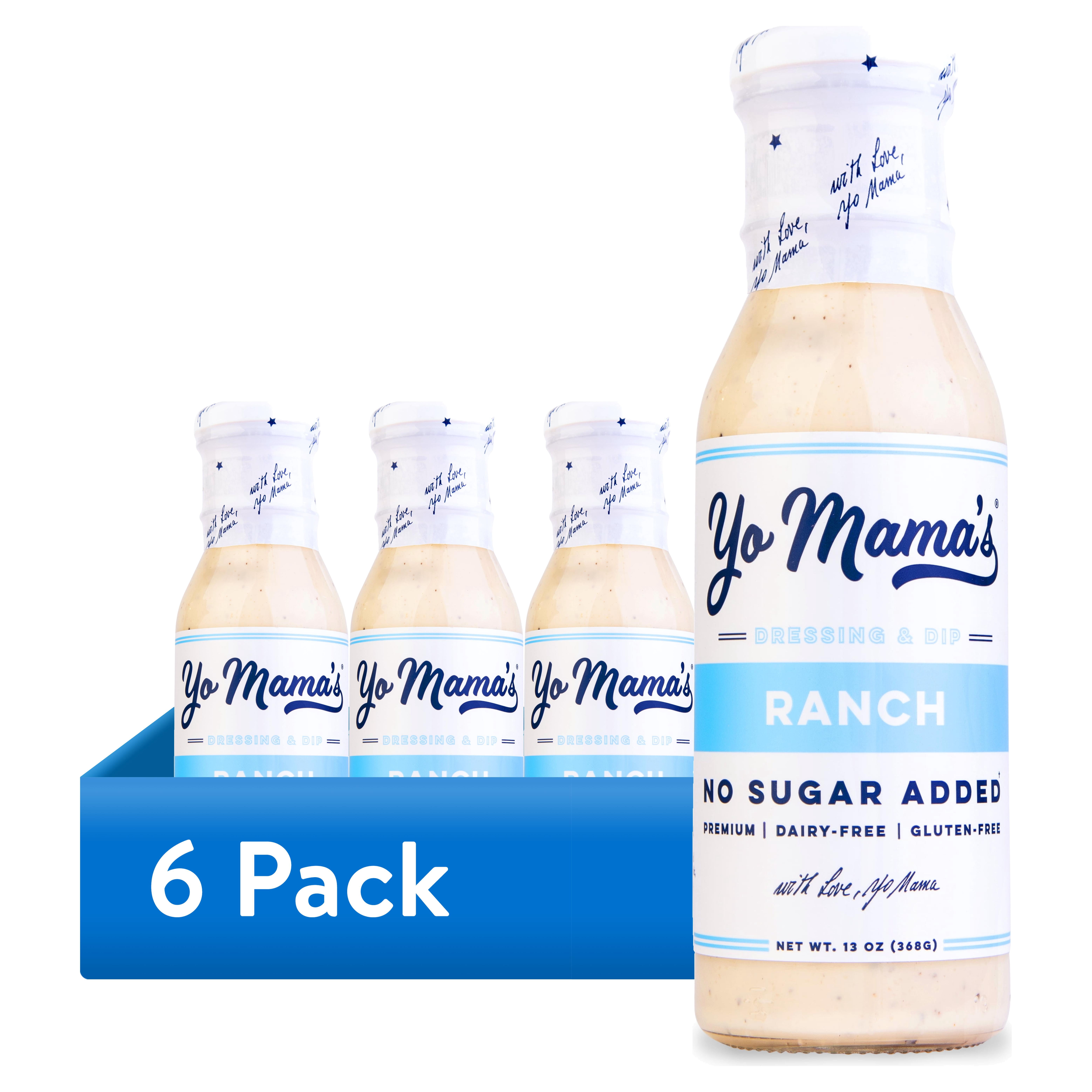 (6 pack) Yo Mama's Foods Gluten-Free Ranch Salad Dressing & Dip, 13 oz
