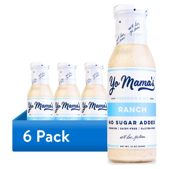 (6 pack) Yo Mama's Foods Gluten-Free Ranch Salad Dressing & Dip, 13 oz