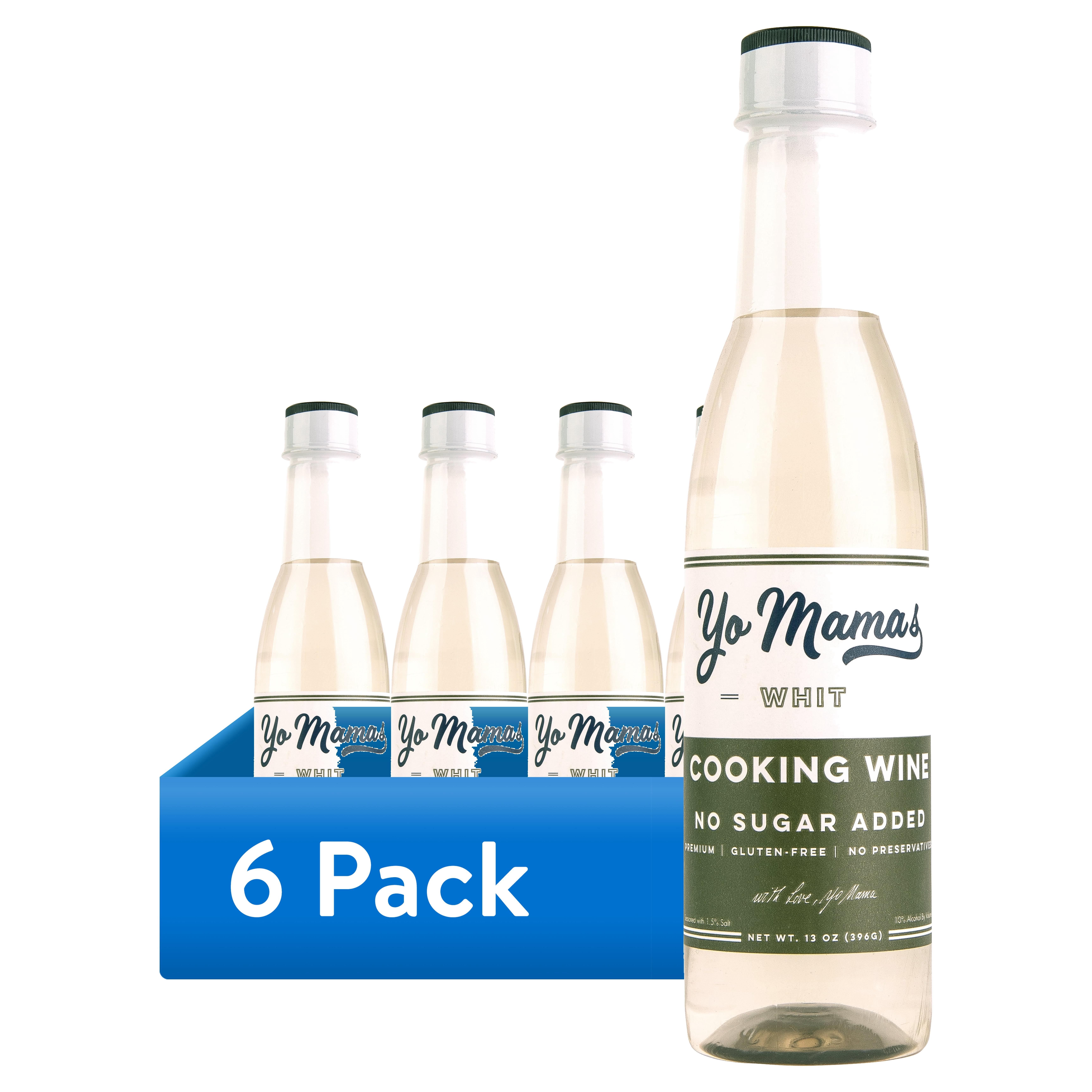 (6 pack) Yo Mama's Foods Premium White Cooking Wine, No Sugar Added, Gluten Free, 1 Bottle