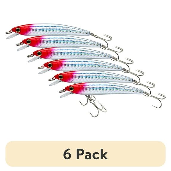 (6 pack) Yo-Zuri Pin's Minnow Sinking 2.75 Jerkbait Red Head