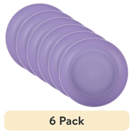 (6 pack) Your Zone Purple Plastic Round Plate