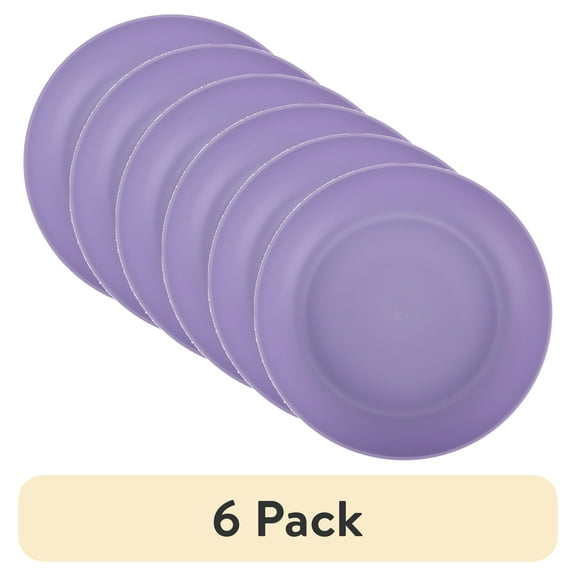 (6 pack) Your Zone Purple Plastic Round Plate