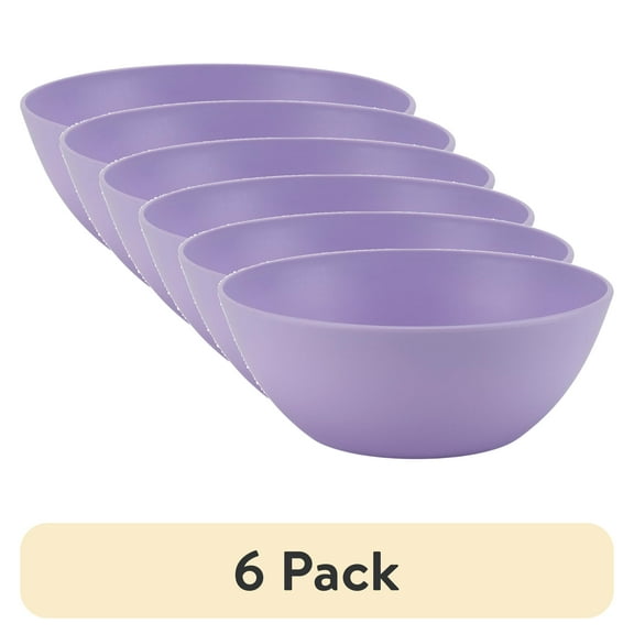 (6 pack) Your Zone 19-Ounce Plastic Purple Bowl, Single Piece