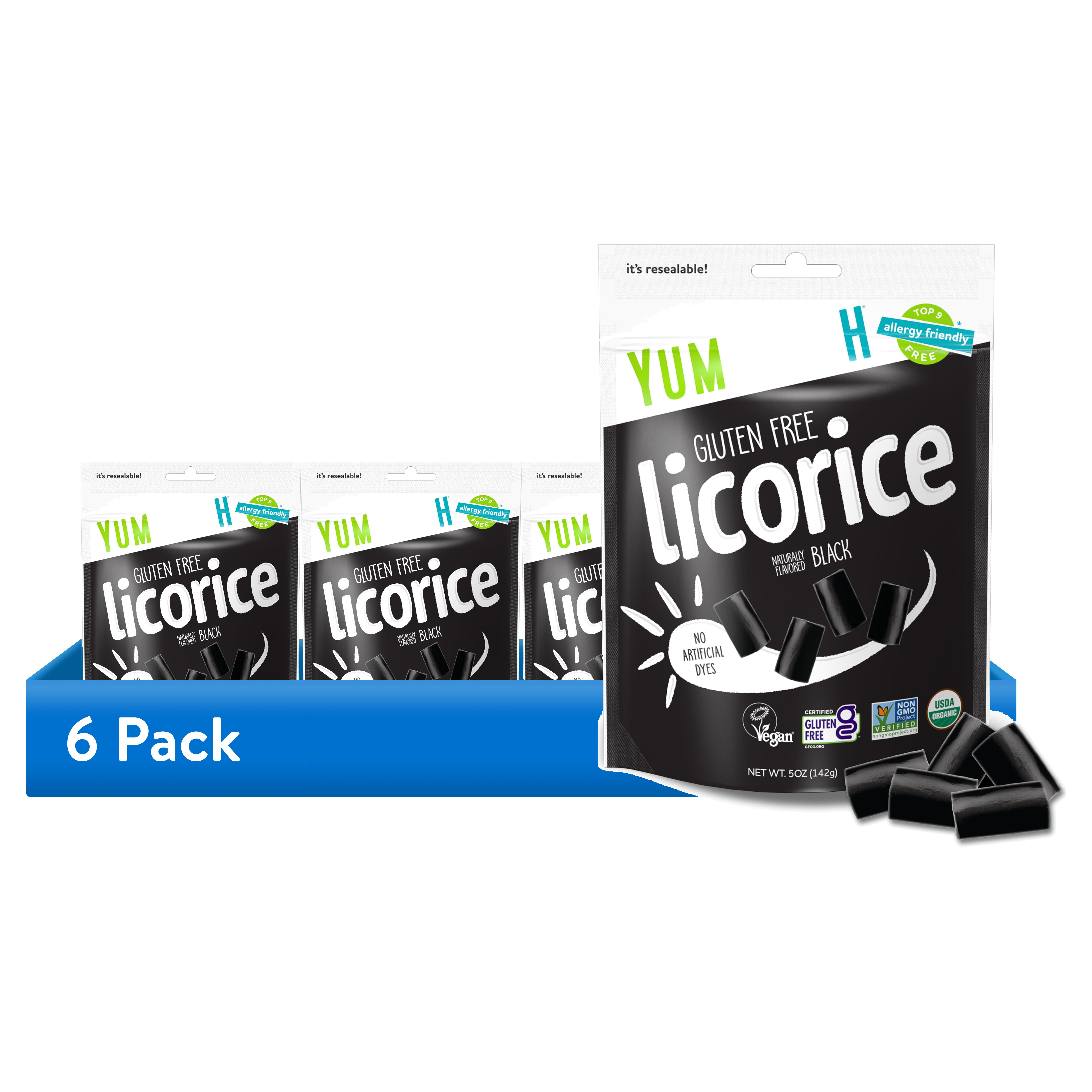 (6 pack) YumEarth Organic Black Licorice, Gluten Free, 5 oz Bag