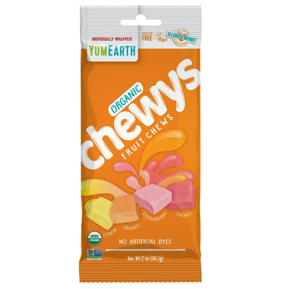 (6 pack) YumEarth Organic Chewys Candy, Gluten Free, Assorted Flavors, 2 oz Bag