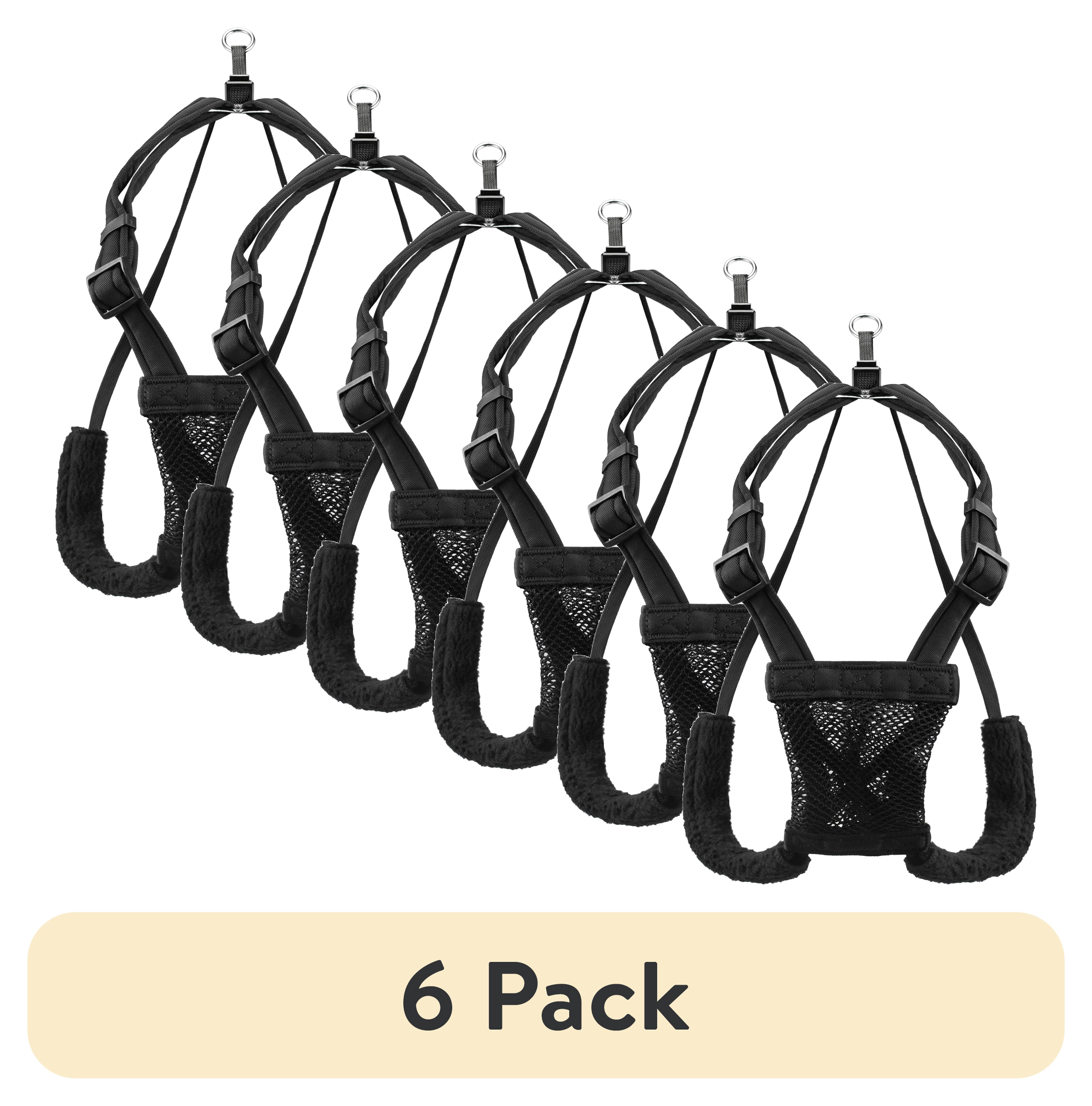 (6 pack) Yuppie Puppy No Pull Dog Harness, Adjustable Comfortable Walking Nylon Mesh Harness for Large Dogs, Black, L/XL (22" to 36" Chest Size)