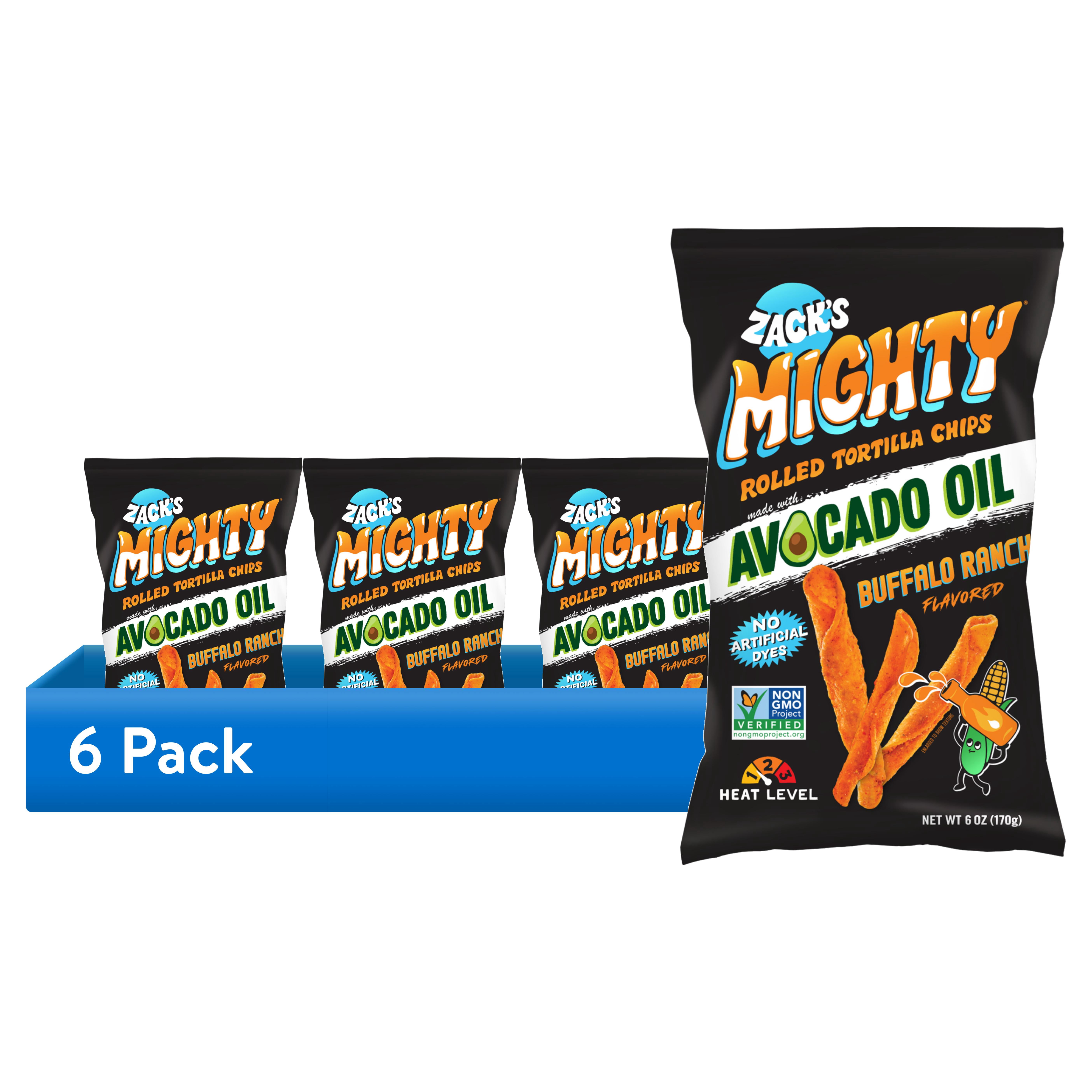 Zack's Mighty Avocado Oil Rolled Tortilla Chips - Buffalo Ranch, 6