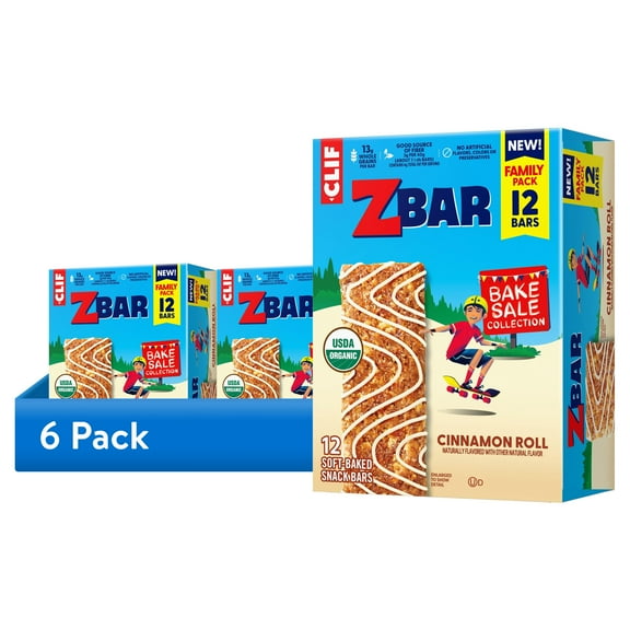 (6 pack) Zbar Bake Sale Cinnamon Roll Flavor Soft Baked Snack Bars, Organic Granola Bars, School Snacks, 12ct
