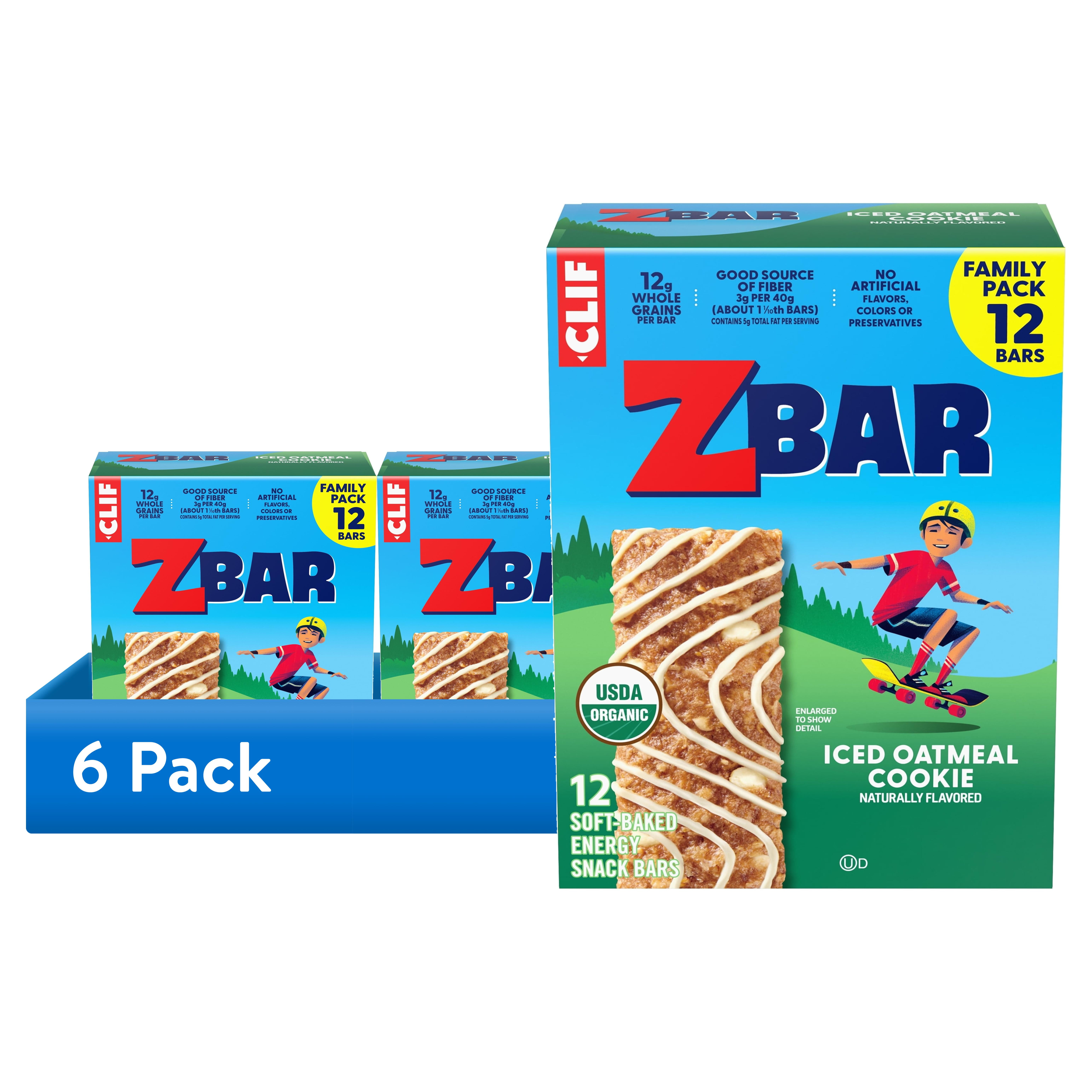 (6 pack) Zbar Iced Oatmeal Cookie Flavor Soft Baked Snack Bars, Organic Granola Bars, 12ct