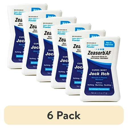 (6 pack) Zeasorb Super Absorbent Antifungal Treatment Powder for Jock Itch, 2.5 Ounce