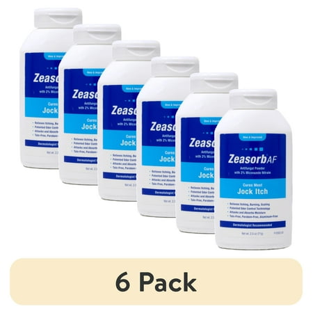 (6 pack) Zeasorb Super Absorbent Antifungal Treatment Powder for Jock Itch 2.5 oz