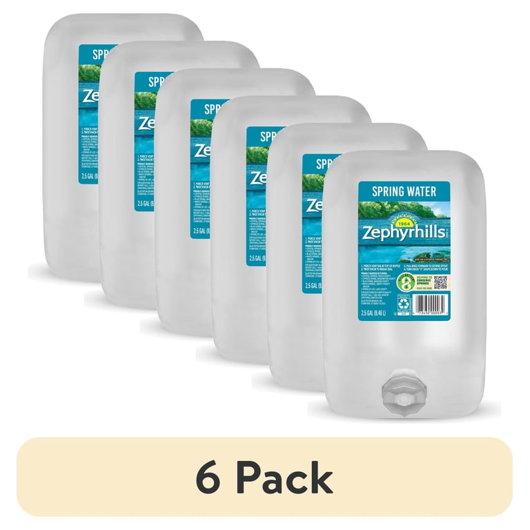 6 pack) Zephyrhills Florida Spring Water, 2.5 Gal, Single Plastic
