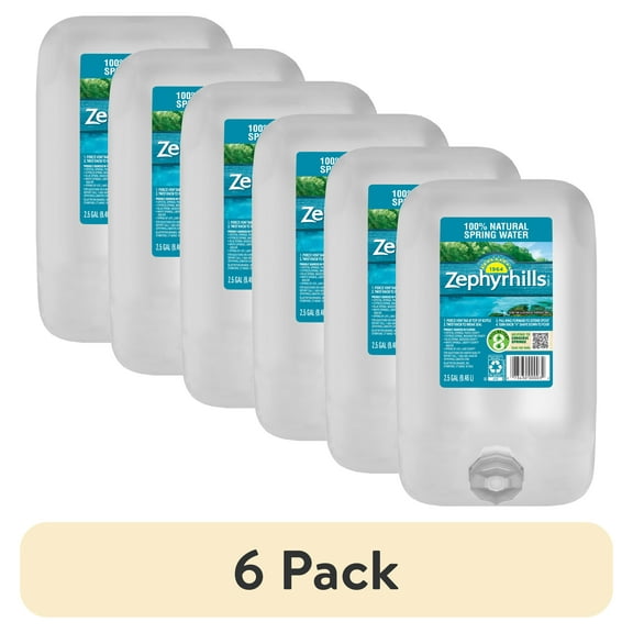 (6 pack) Zephyrhills Florida Spring Water, 2.5 Gallon, Single