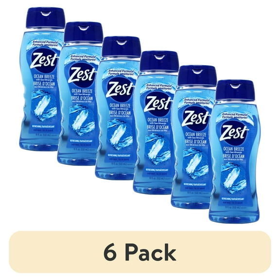 (6 pack) Zest Zestfully Clean Body Wash, Ocean Breeze with Sea Minerals, 18 oz