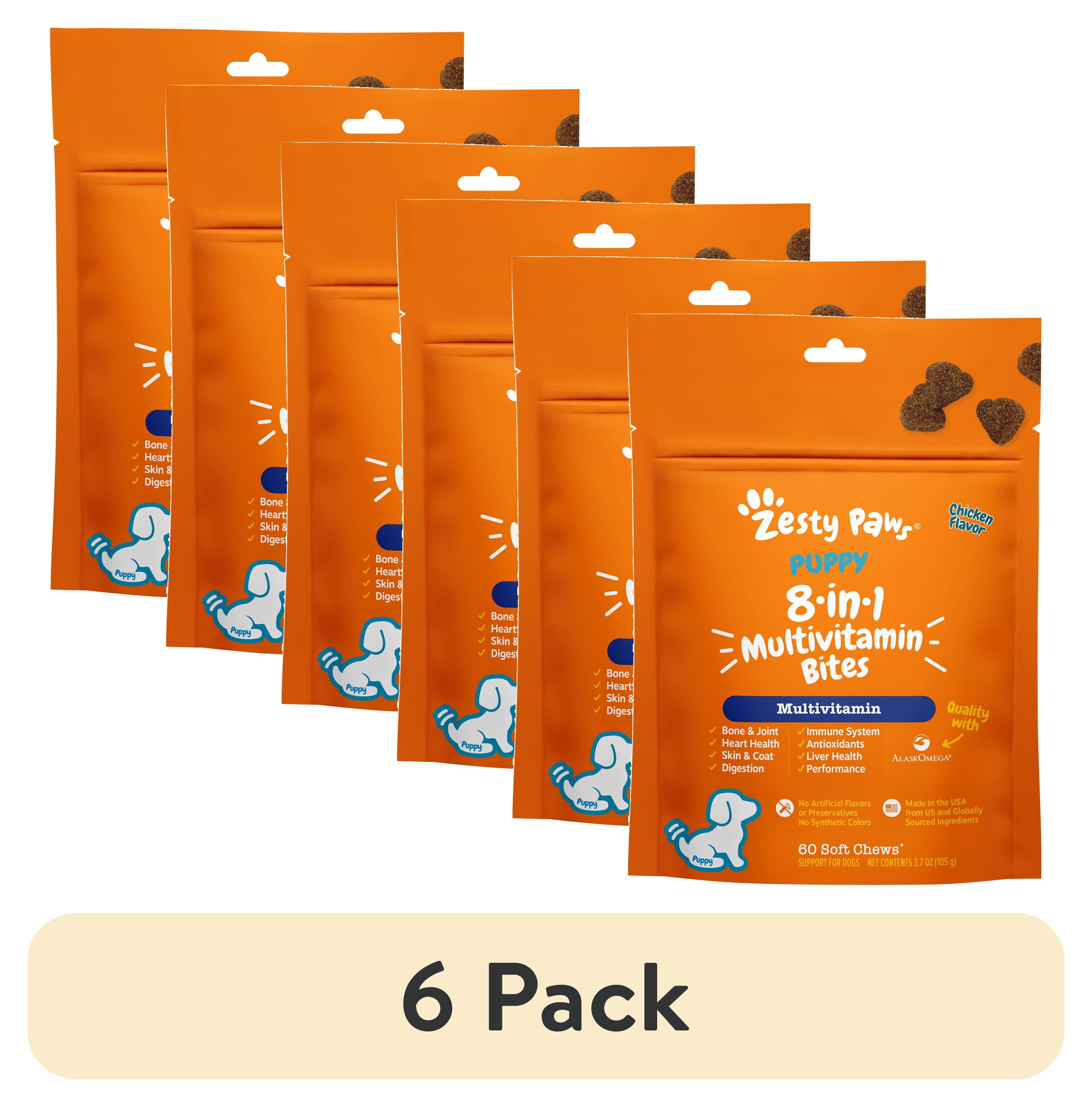 (6 pack) Zesty Paws Puppy 8-in-1 Multivitamin Bites Chicken Flavor Dog Supplement, 60 Count