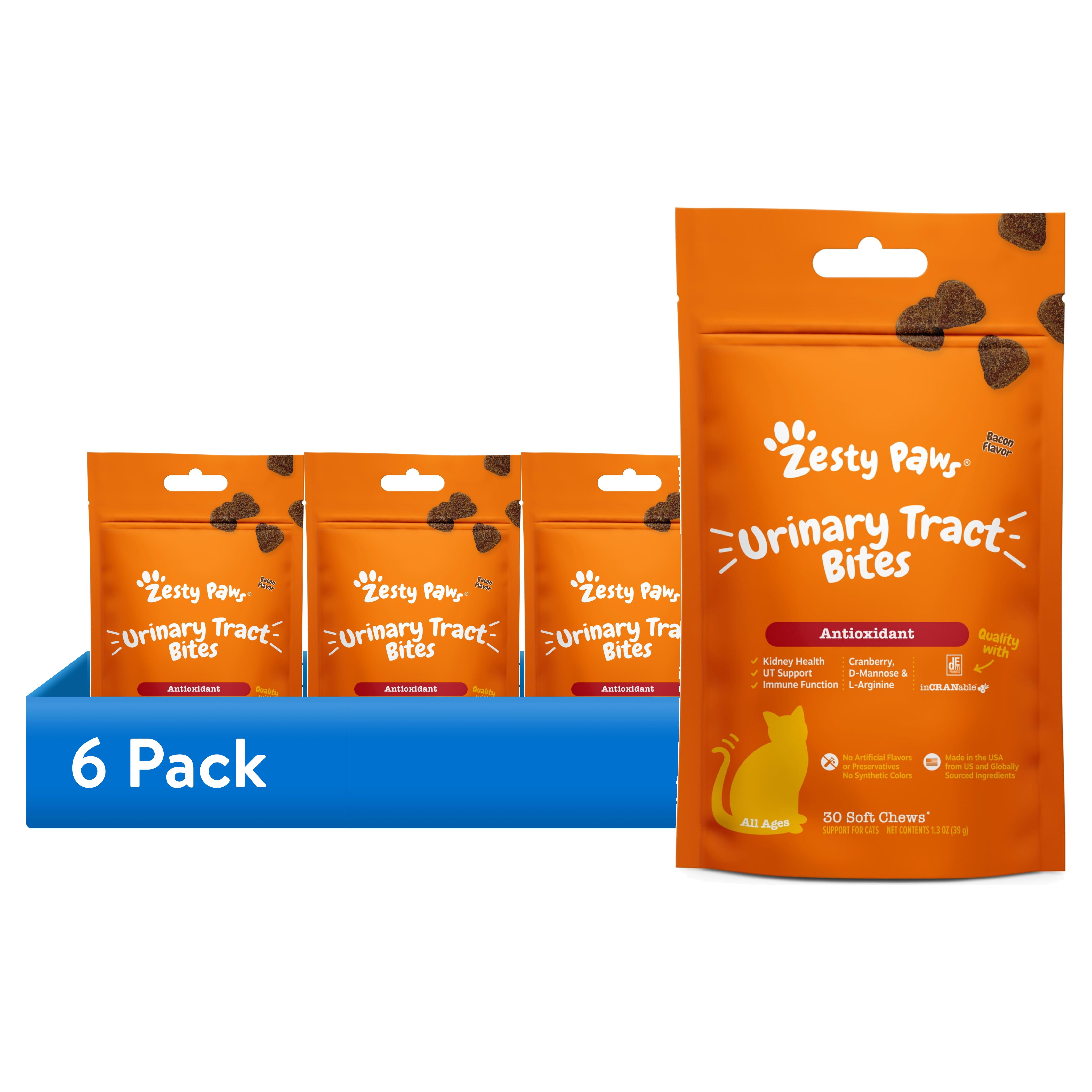 (6 pack) Zesty Paws Bacon Flavored Urinary Tract Bites for Cats, 30 Count