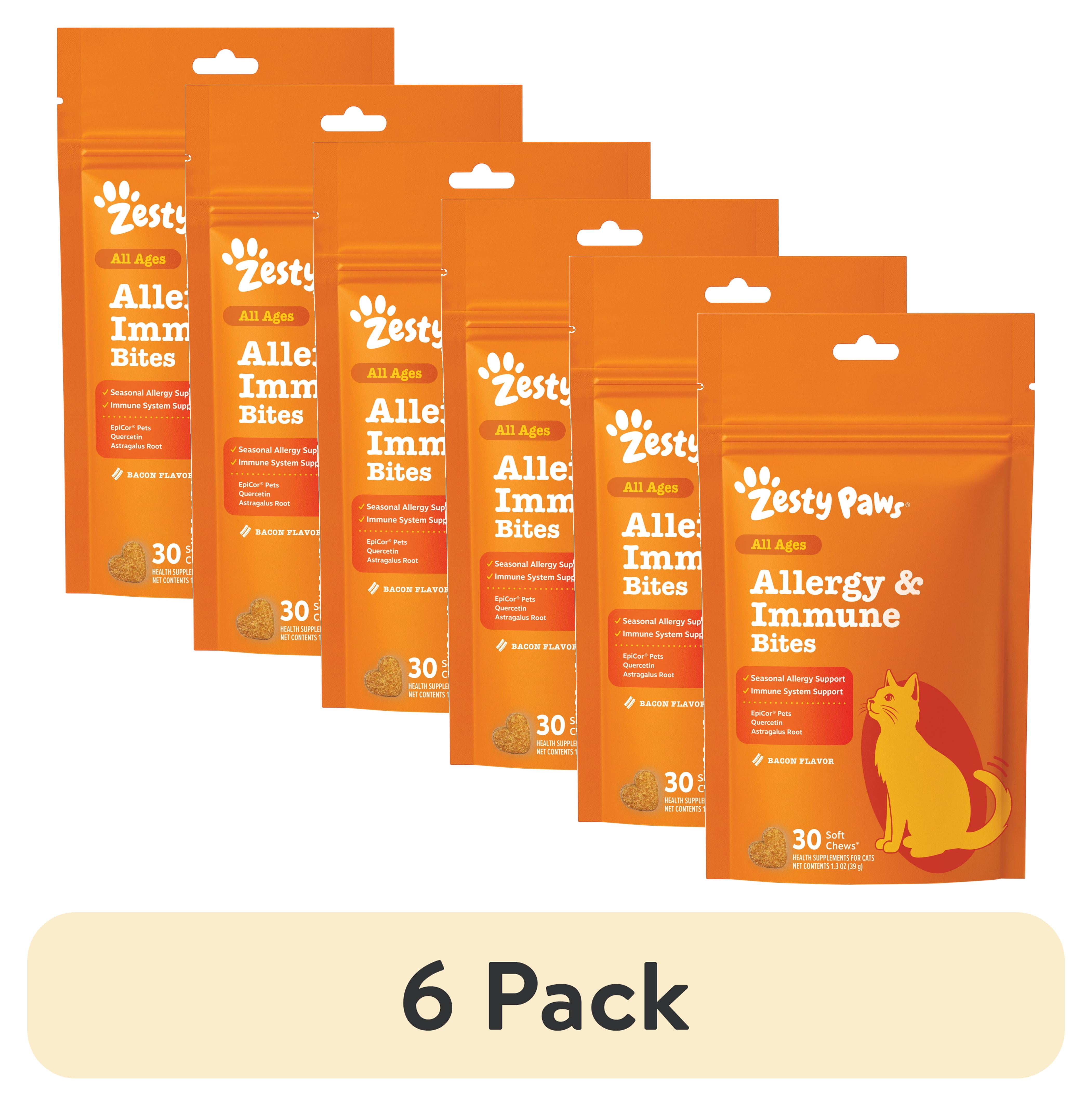 (6 pack) Zesty Paws Cat Allergy & Immune Bites Bacon Flavor, 30 Count