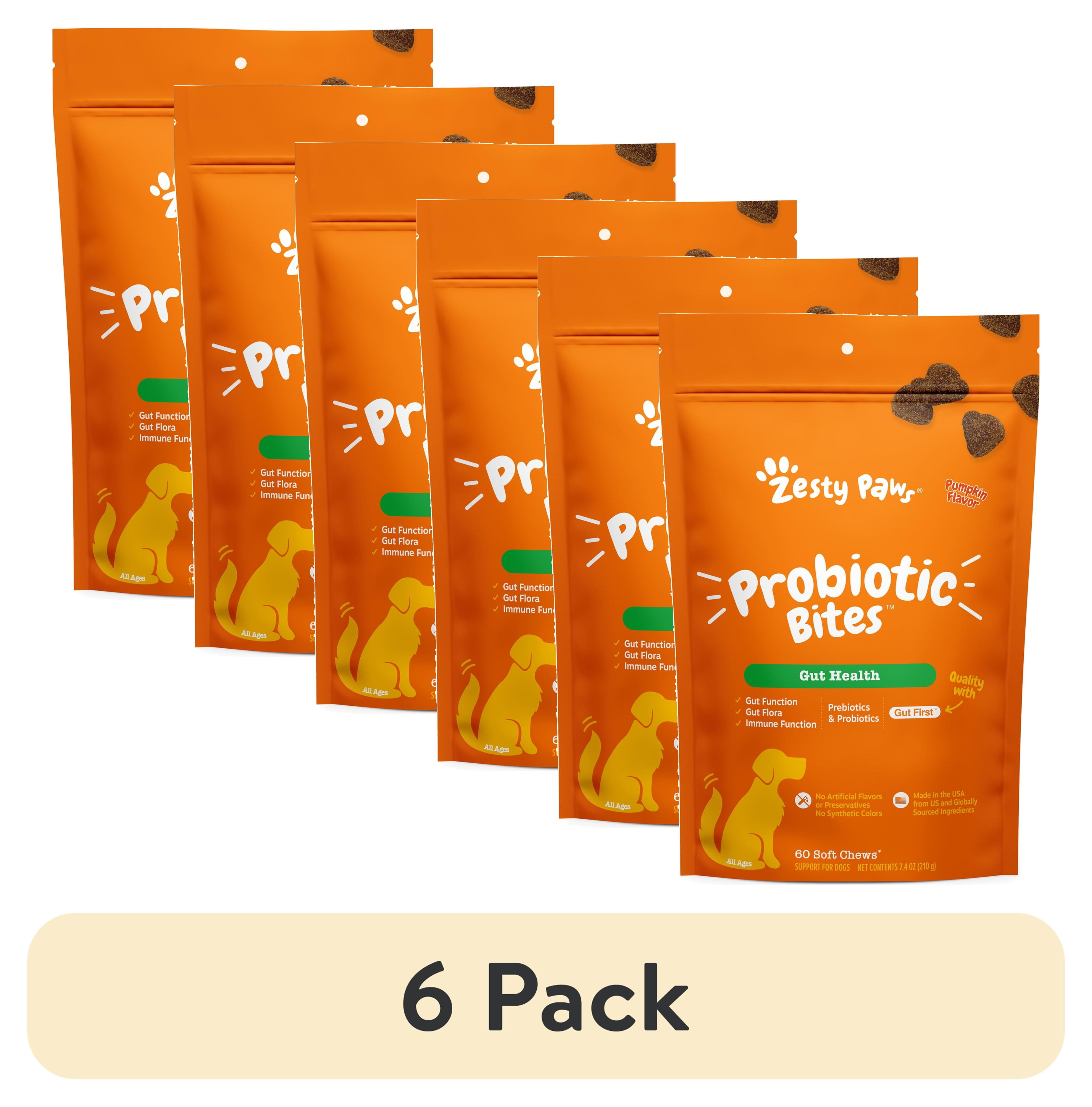 6 pack) Zesty Paws Probiotic Bites Pumpkin Flavor Dog Supplement
