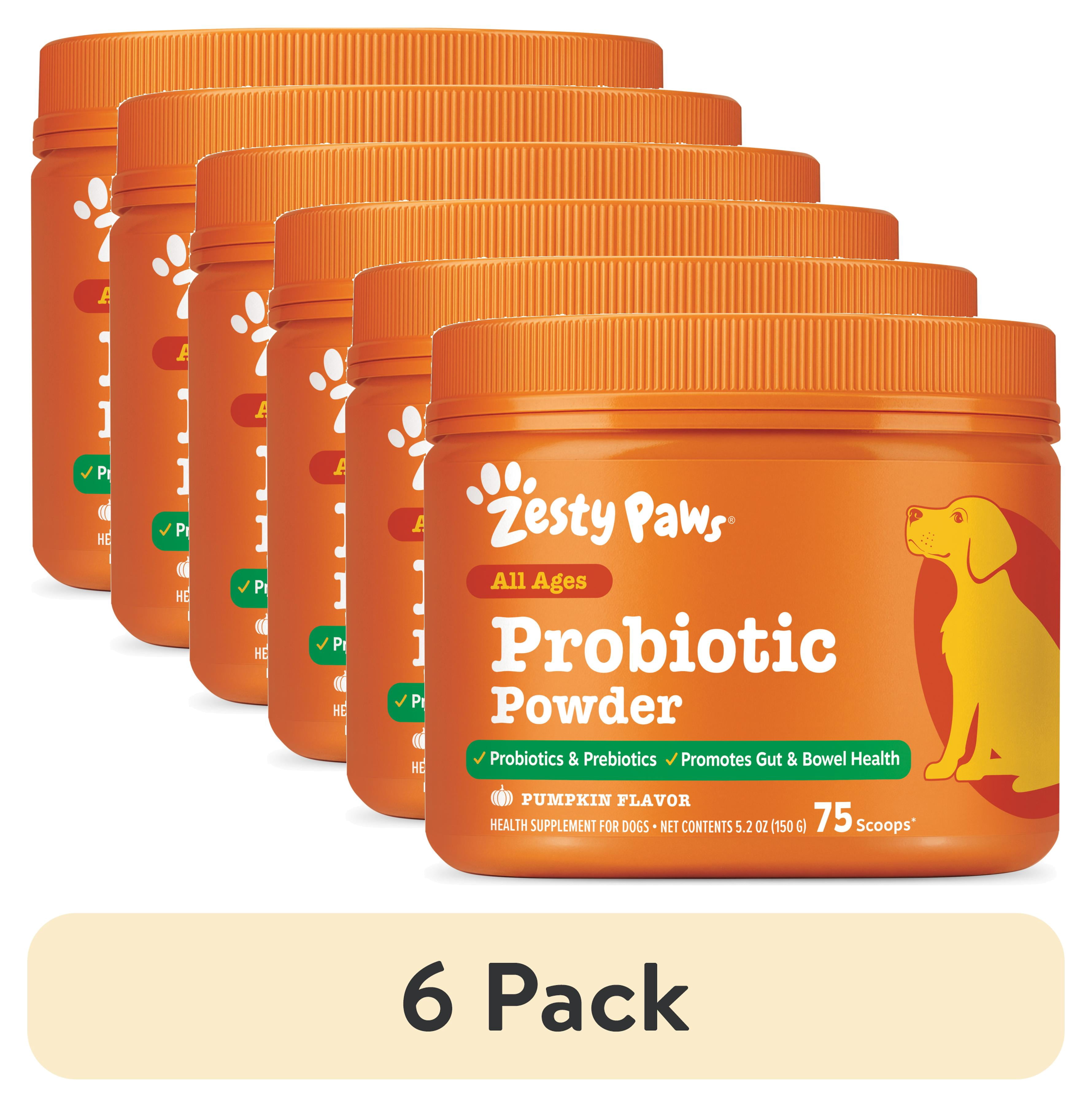 (6 pack) Zesty Paws Probiotic Powder Pumpkin Flavor Dog Supplement, 150g
