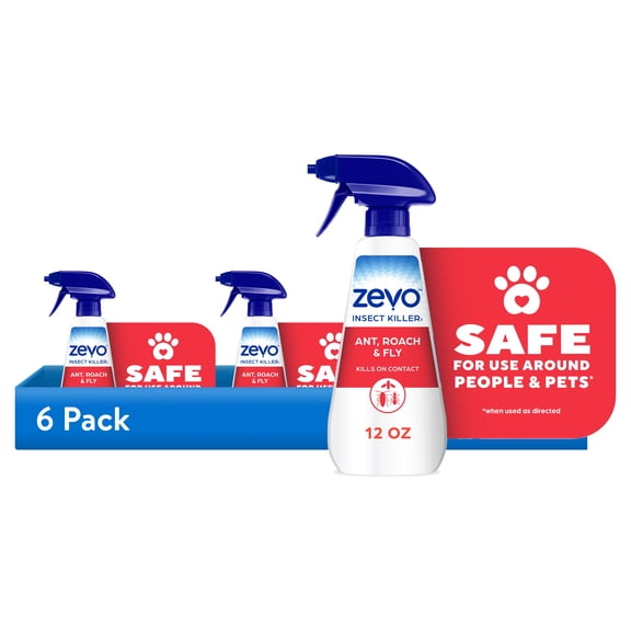 (6 pack) Zevo Roach Killer & Multi Insect Spray for Ants, Flies & More 12oz Spray