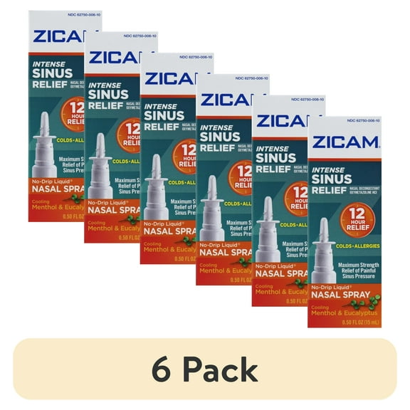 (6 pack) Zicam Intense Sinus Relief Liquid Nasal Spray 0.50 oz